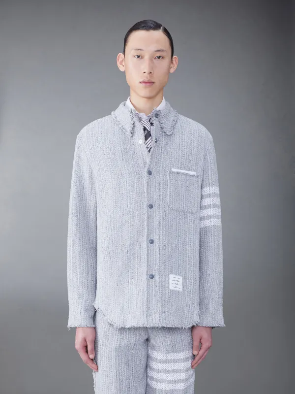 TWEED FRAY 4-BAR SHIRT JACKET sold by Thom Browne