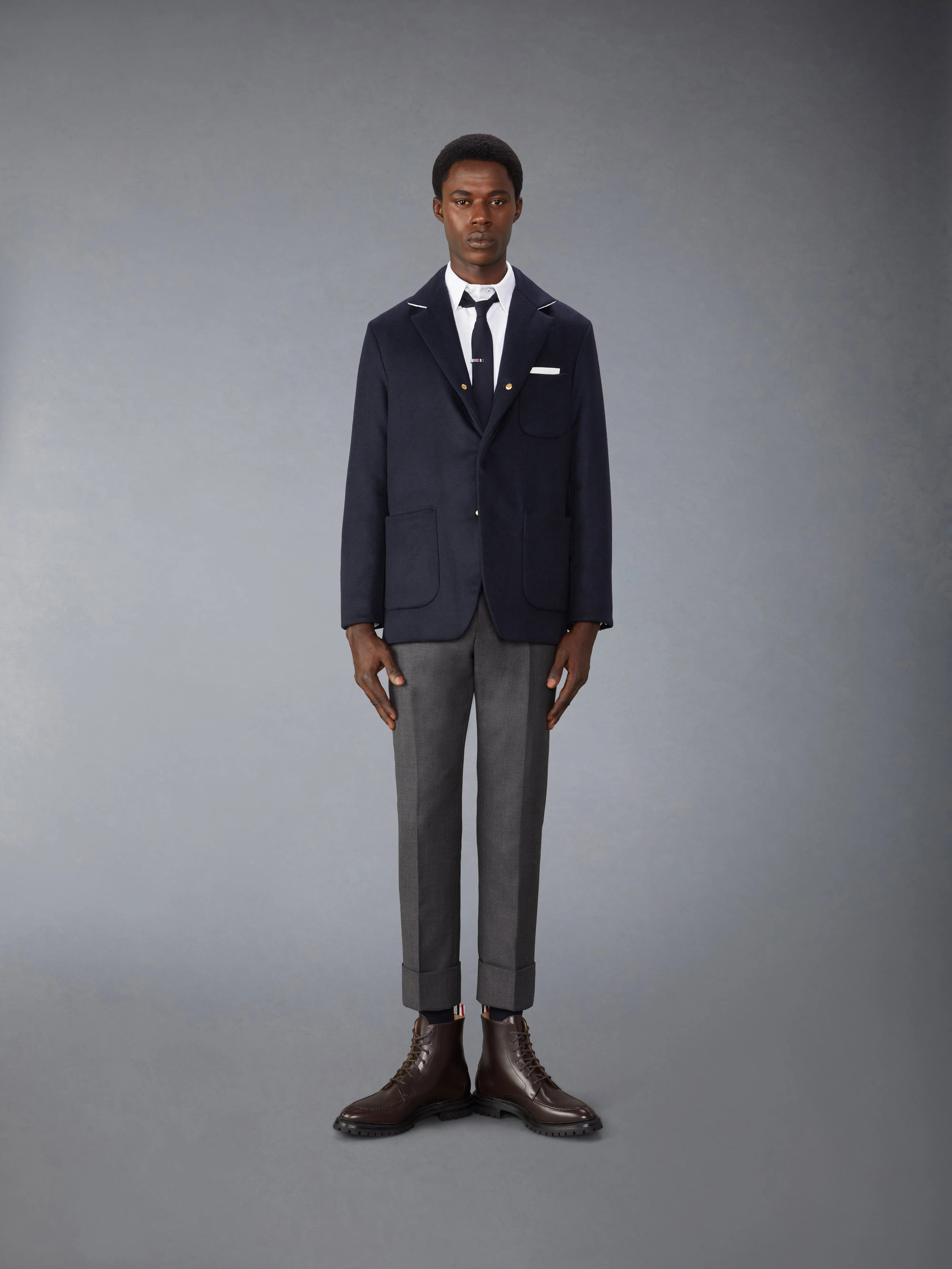 JACKET WEIGHT CASHMERE LIGHT WEIGHT DOWN FILL ELONGATED SACK SPORT COAT sold by Thom Browne product image thumbnail 3