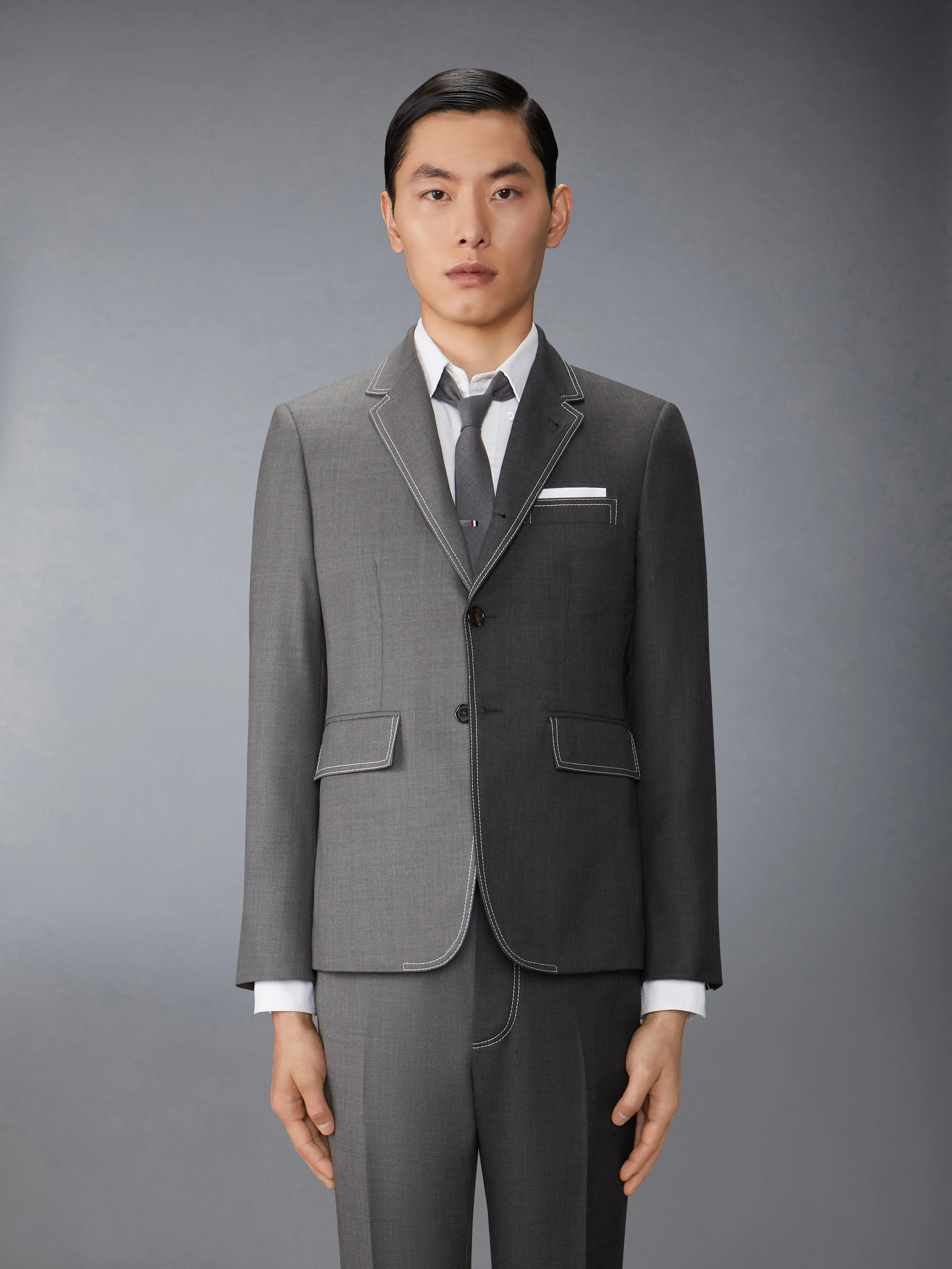 FUNMIX TWILL CONTRAST TOPSTITCHING CLASSIC SPORT COAT sold by Thom Browne
