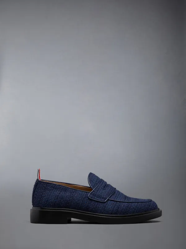 COTTON TWEED RUBBER SOLE CLASSIC PENNY LOAFER sold by Thom Browne