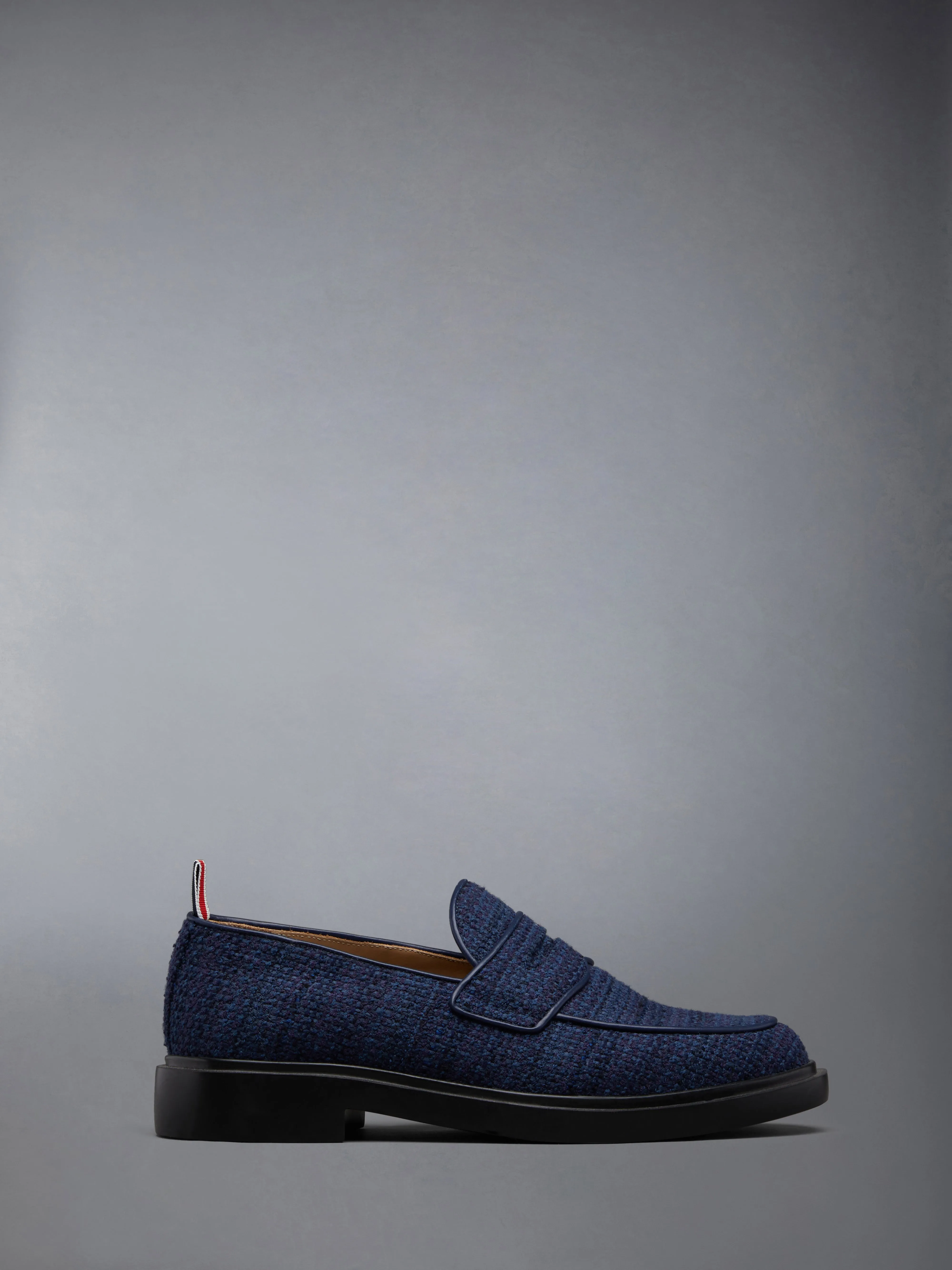 COTTON TWEED RUBBER SOLE CLASSIC PENNY LOAFER sold by Thom Browne