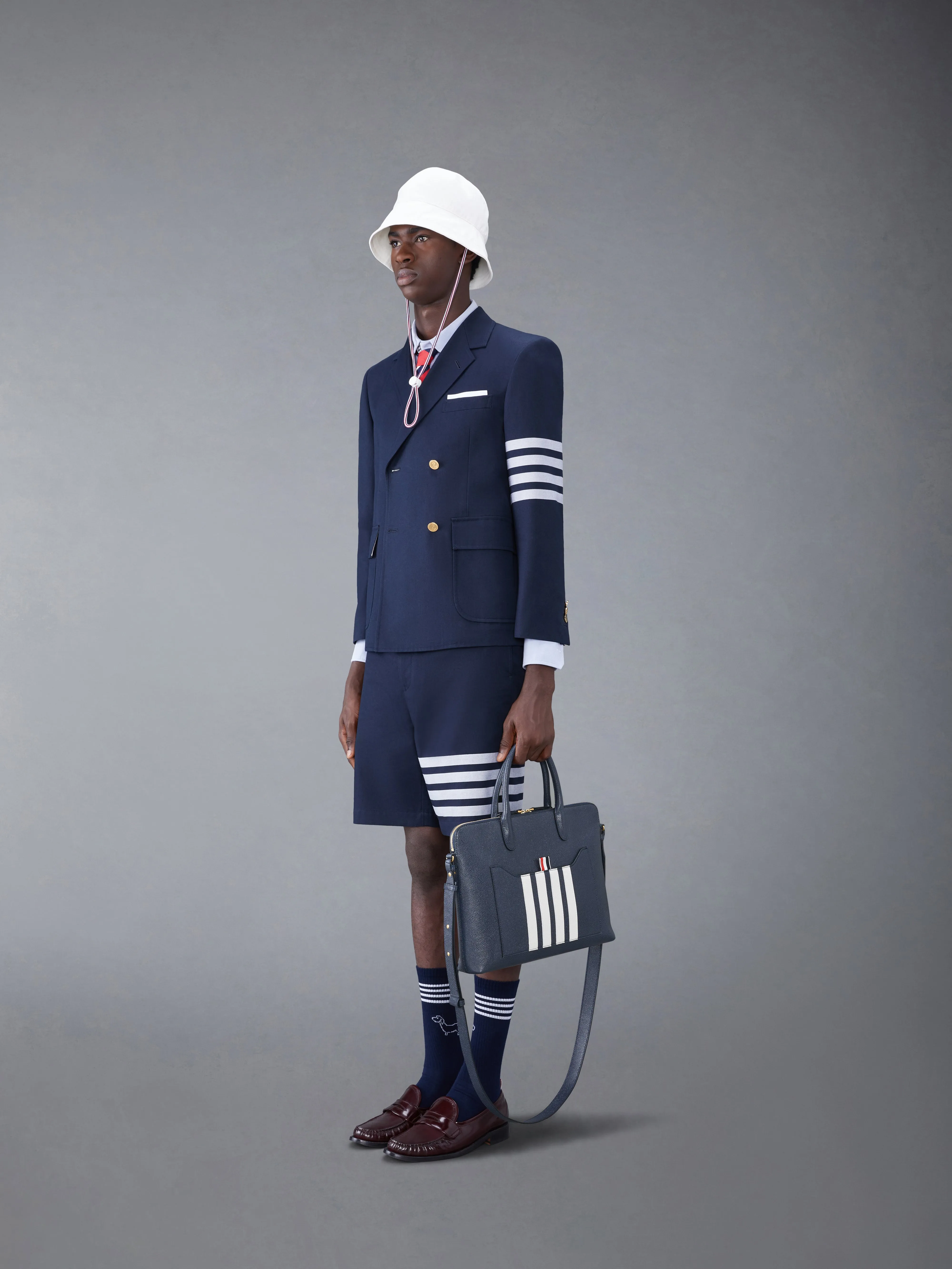 PEBBLE GRAIN 4-BAR BRIEFCASE sold by Thom Browne product image thumbnail 4