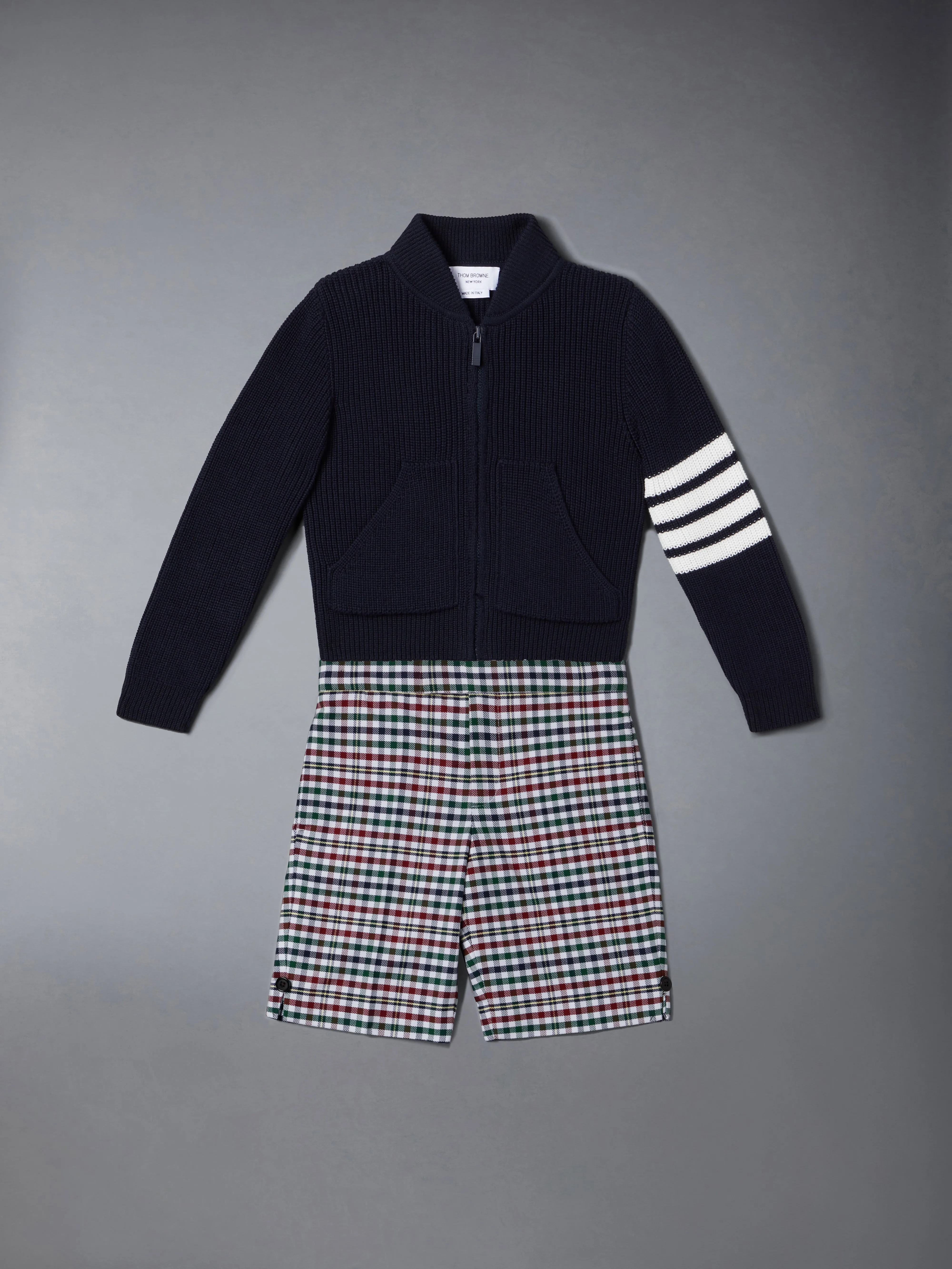 COTTON 4-BAR ZIP UP CARDIGAN sold by Thom Browne product image thumbnail 2