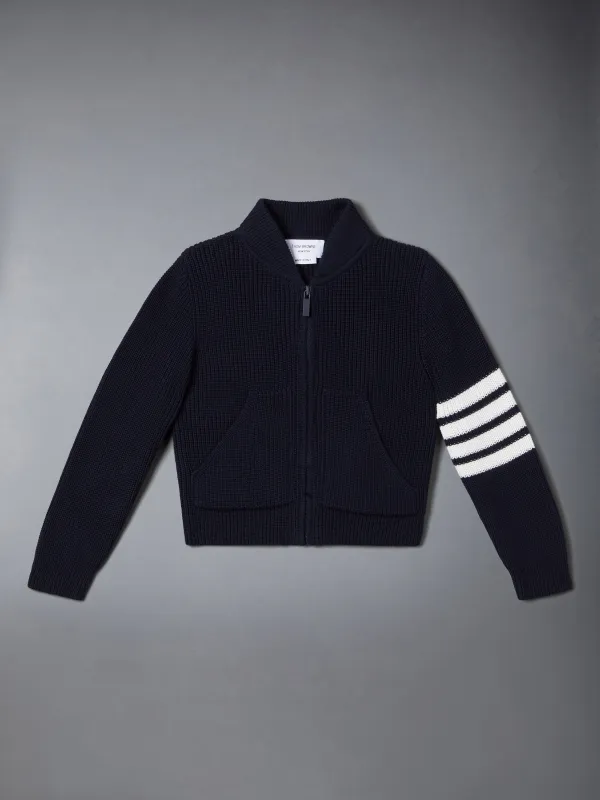 COTTON 4-BAR ZIP UP CARDIGAN sold by Thom Browne