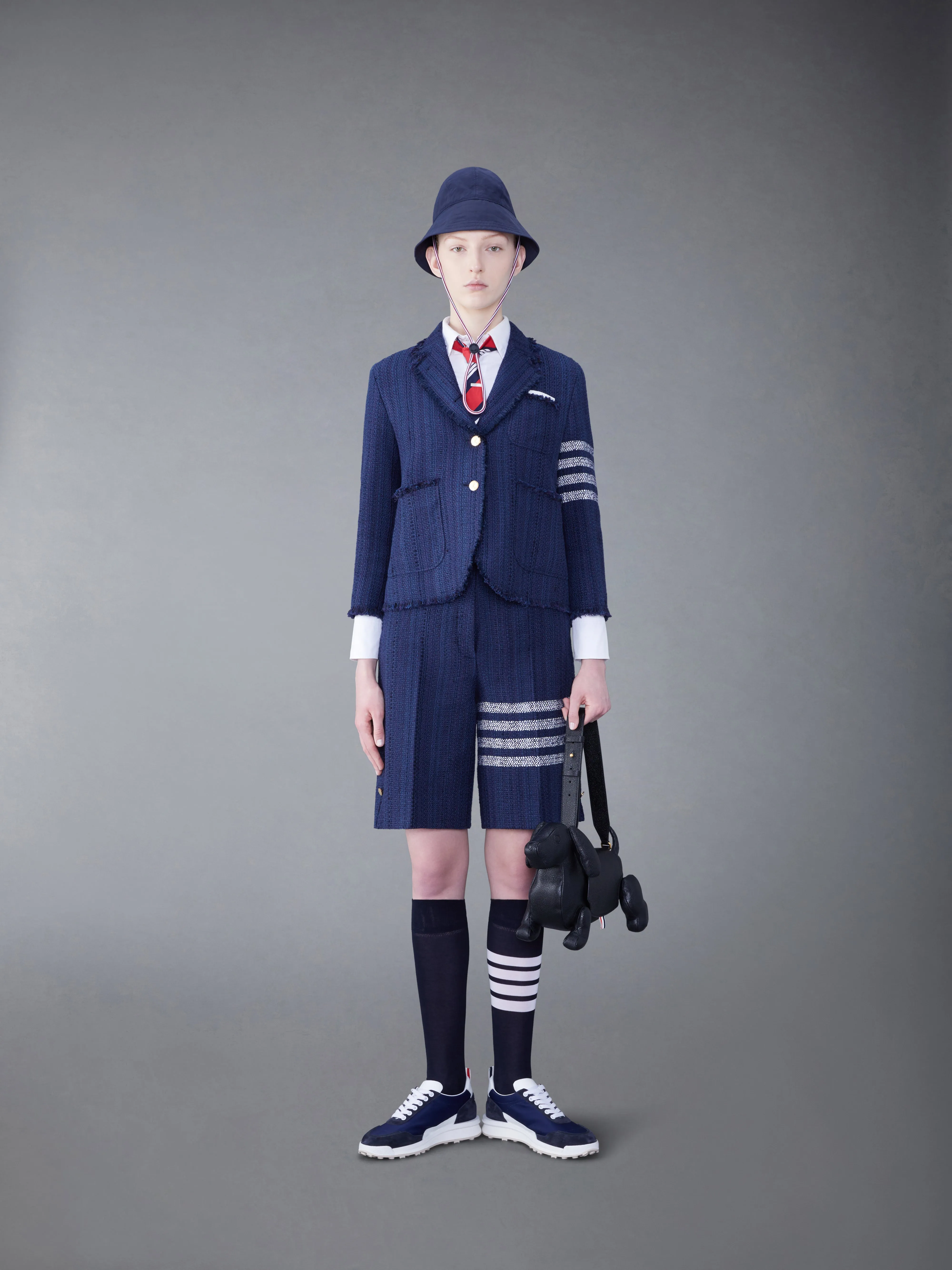 TWEED FRAY 4-BAR HIGH WAIST SHORT sold by Thom Browne product image thumbnail 4