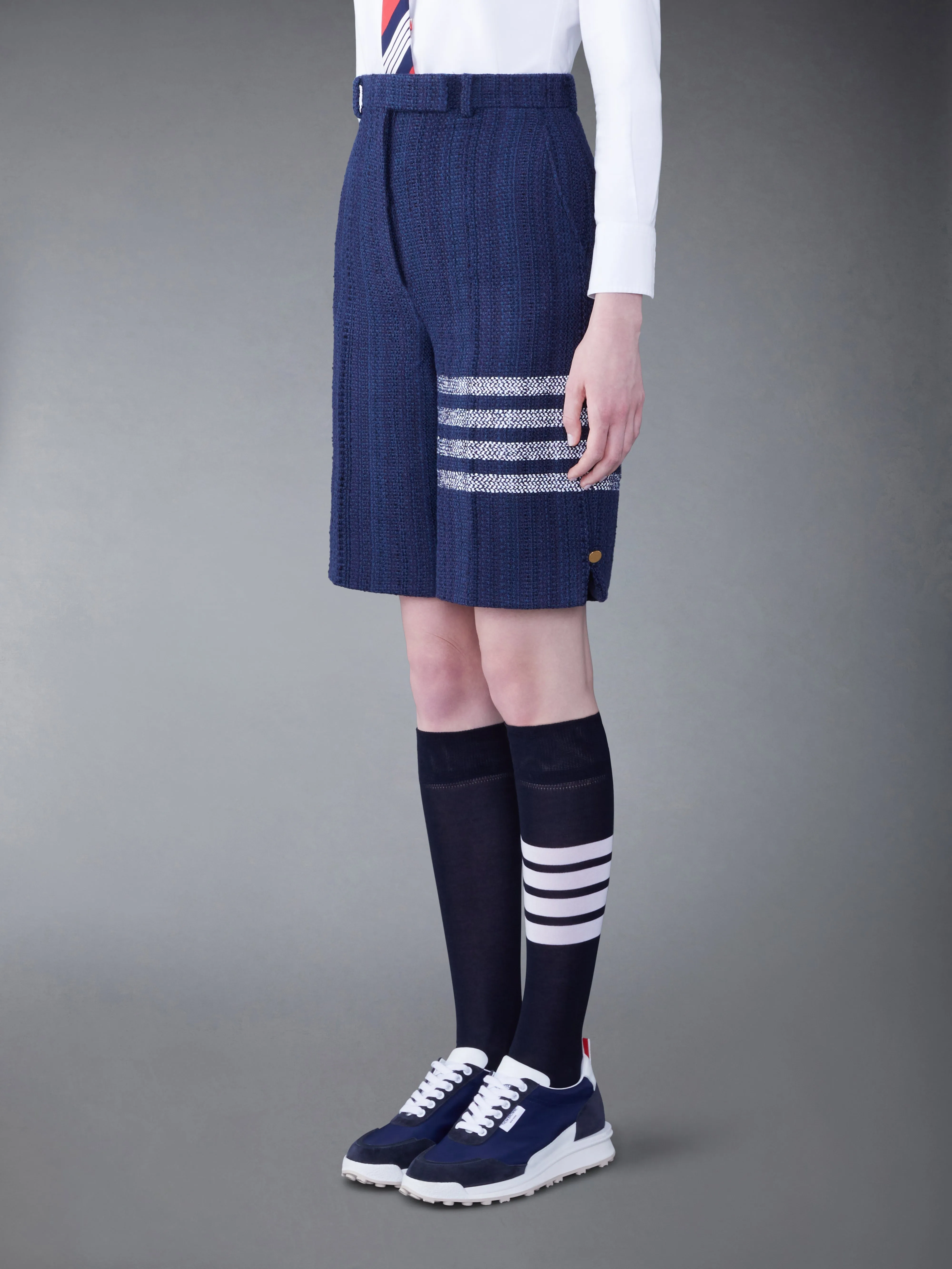 TWEED FRAY 4-BAR HIGH WAIST SHORT sold by Thom Browne product image thumbnail 2