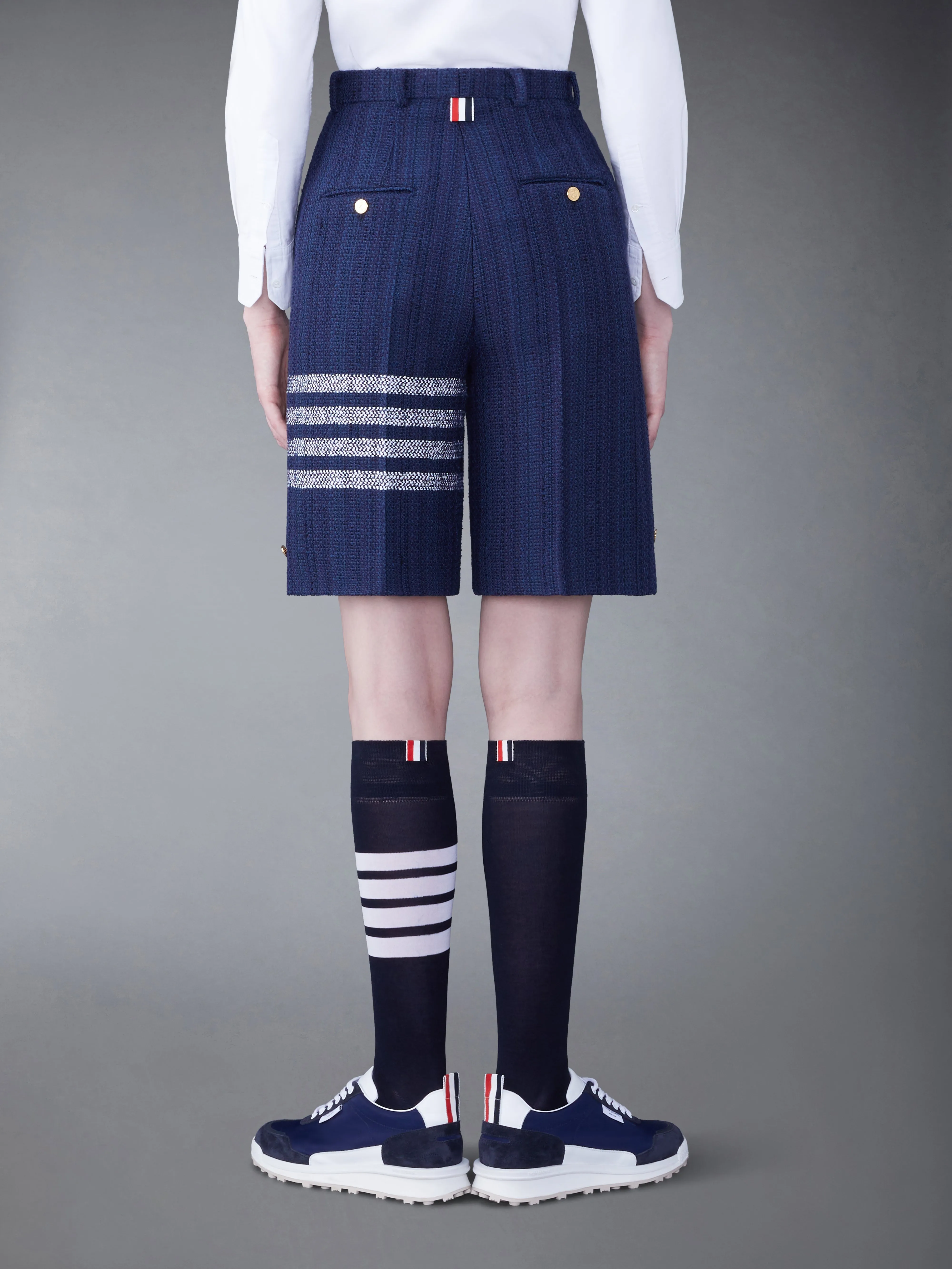 TWEED FRAY 4-BAR HIGH WAIST SHORT sold by Thom Browne product image thumbnail 3