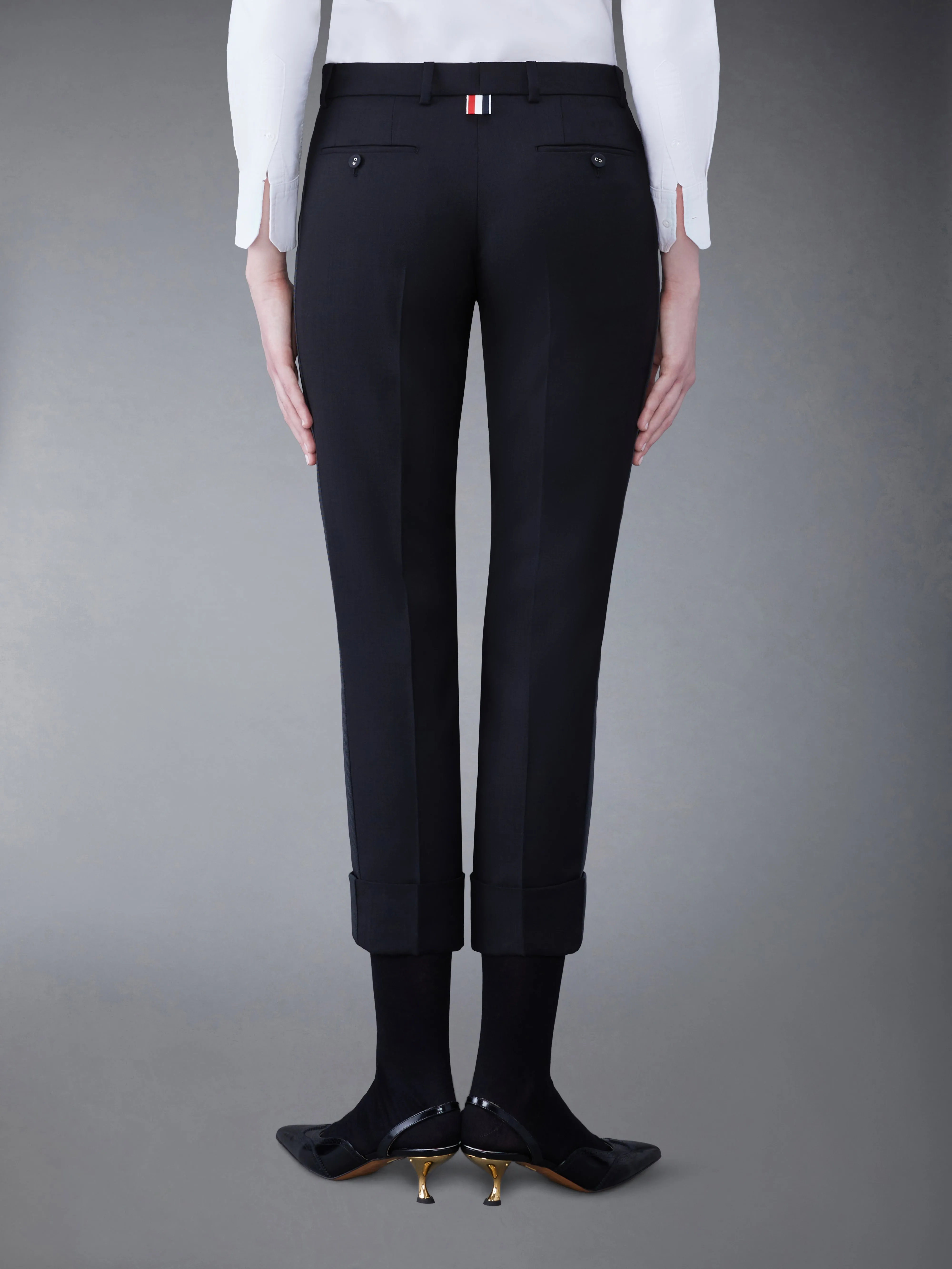 WOOL LOW RISE CIGARETTE TROUSERS sold by Thom Browne product image thumbnail 2