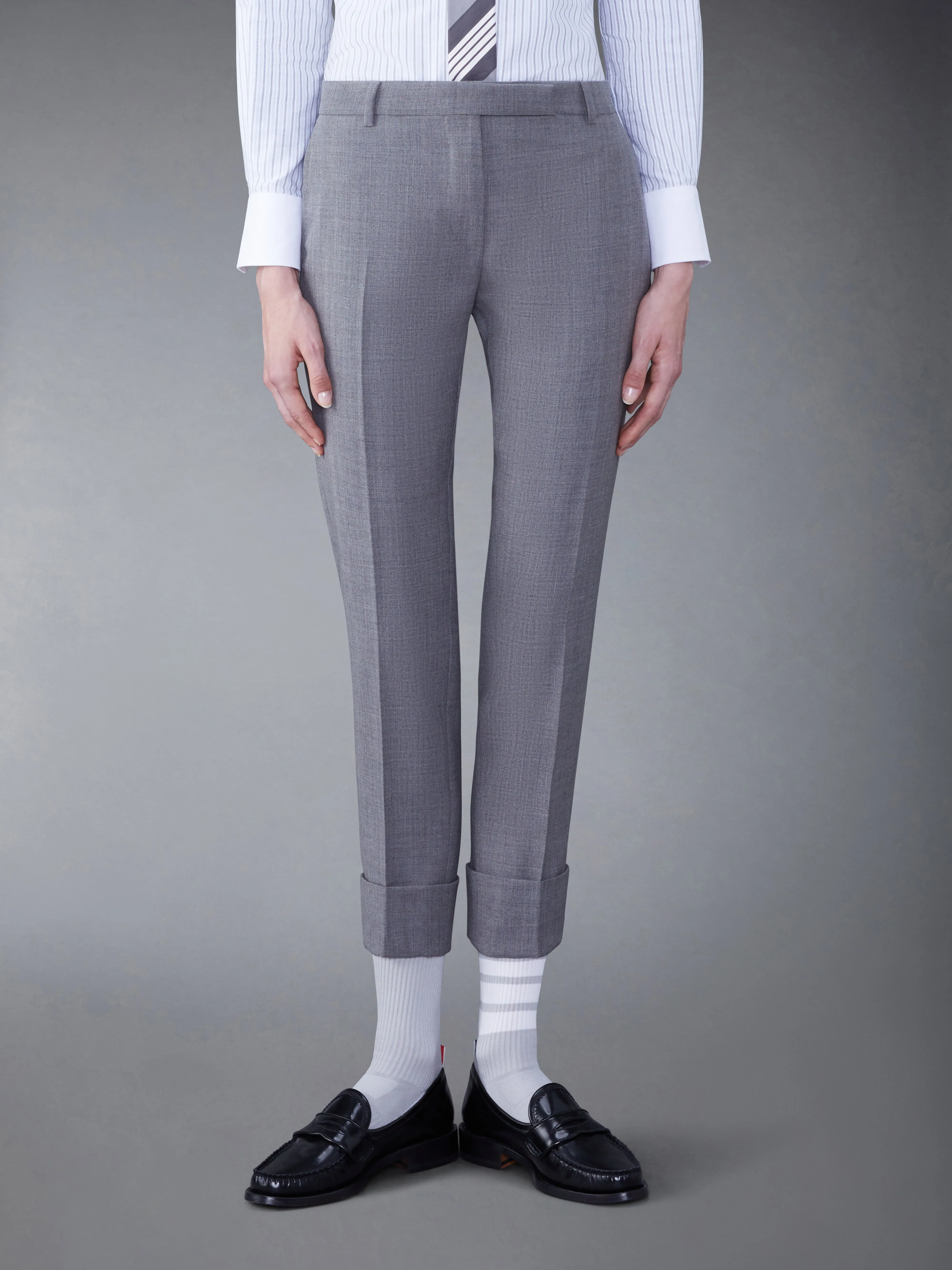 FRESCO LOW RISE CIGARETTE TROUSER sold by Thom Browne