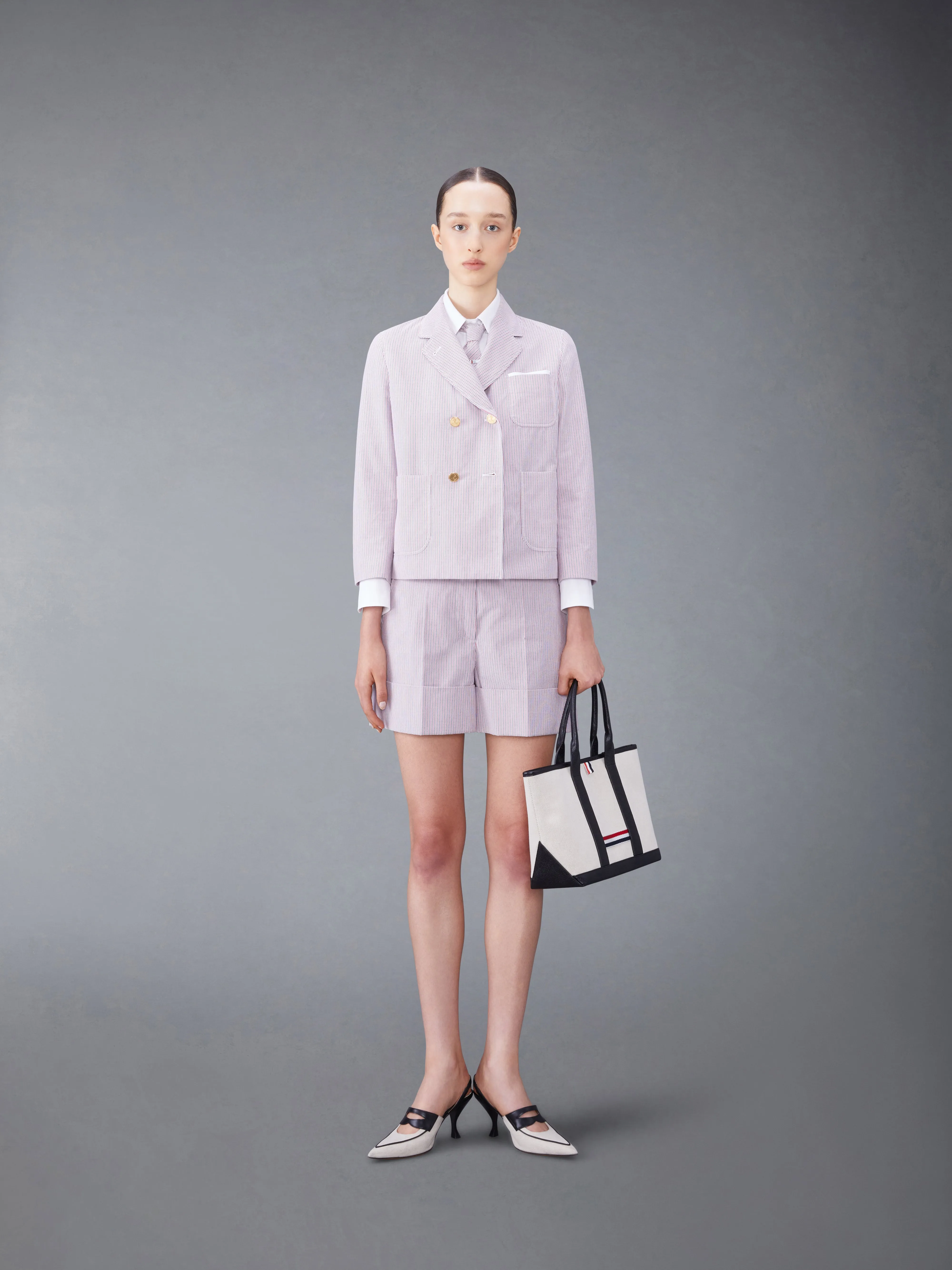 DOBBYCORD STRIPED SACK SHORTS sold by Thom Browne product image thumbnail 3