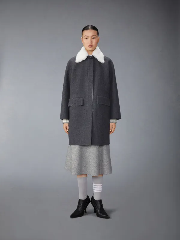 DOUBLE FACE MELTON SOLID DETACHABLE SHEARING COLLAR BAL COLLAR sold by Thom Browne