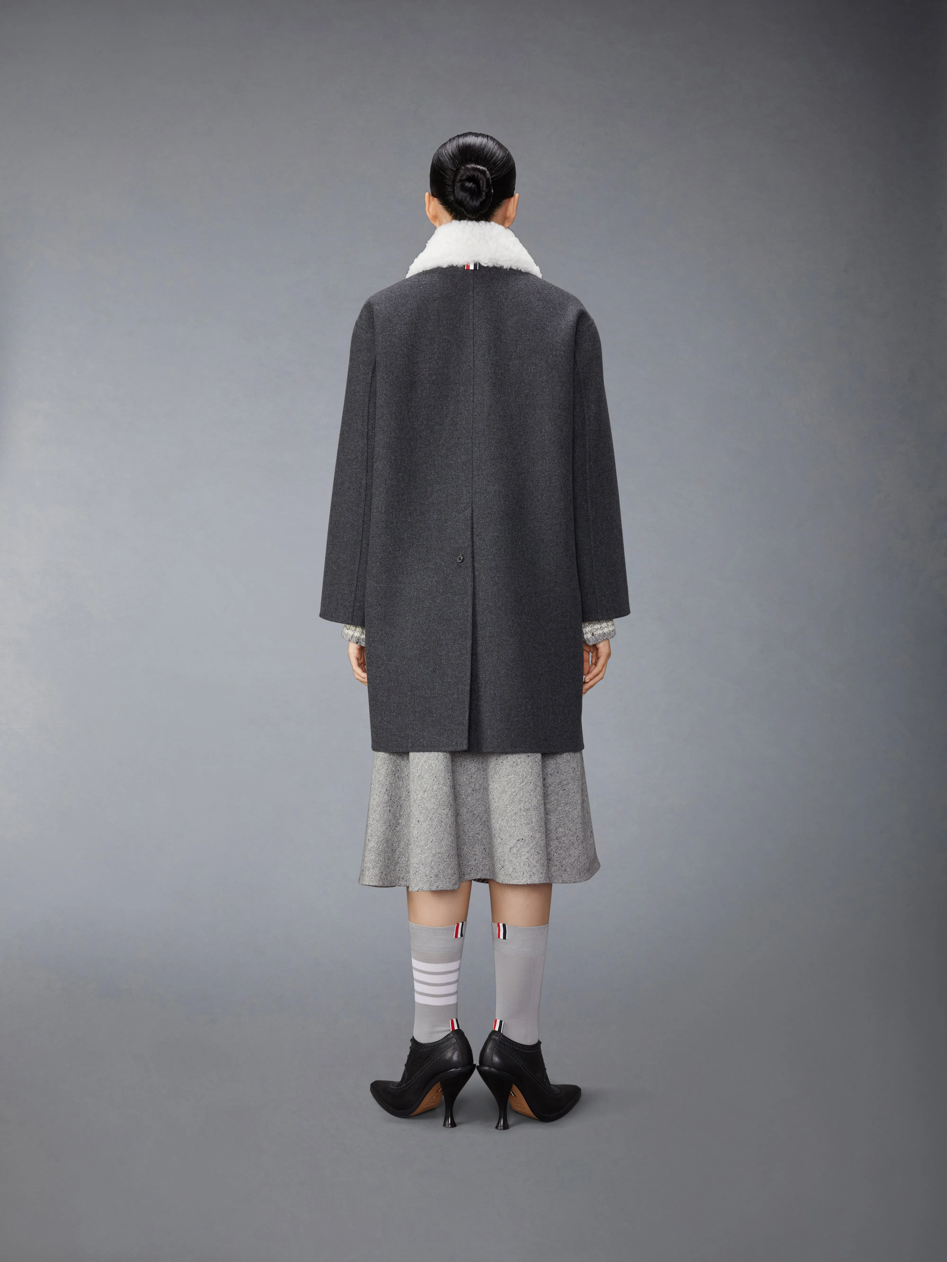 DOUBLE FACE MELTON SOLID DETACHABLE SHEARING COLLAR BAL COLLAR sold by Thom Browne product image thumbnail 4