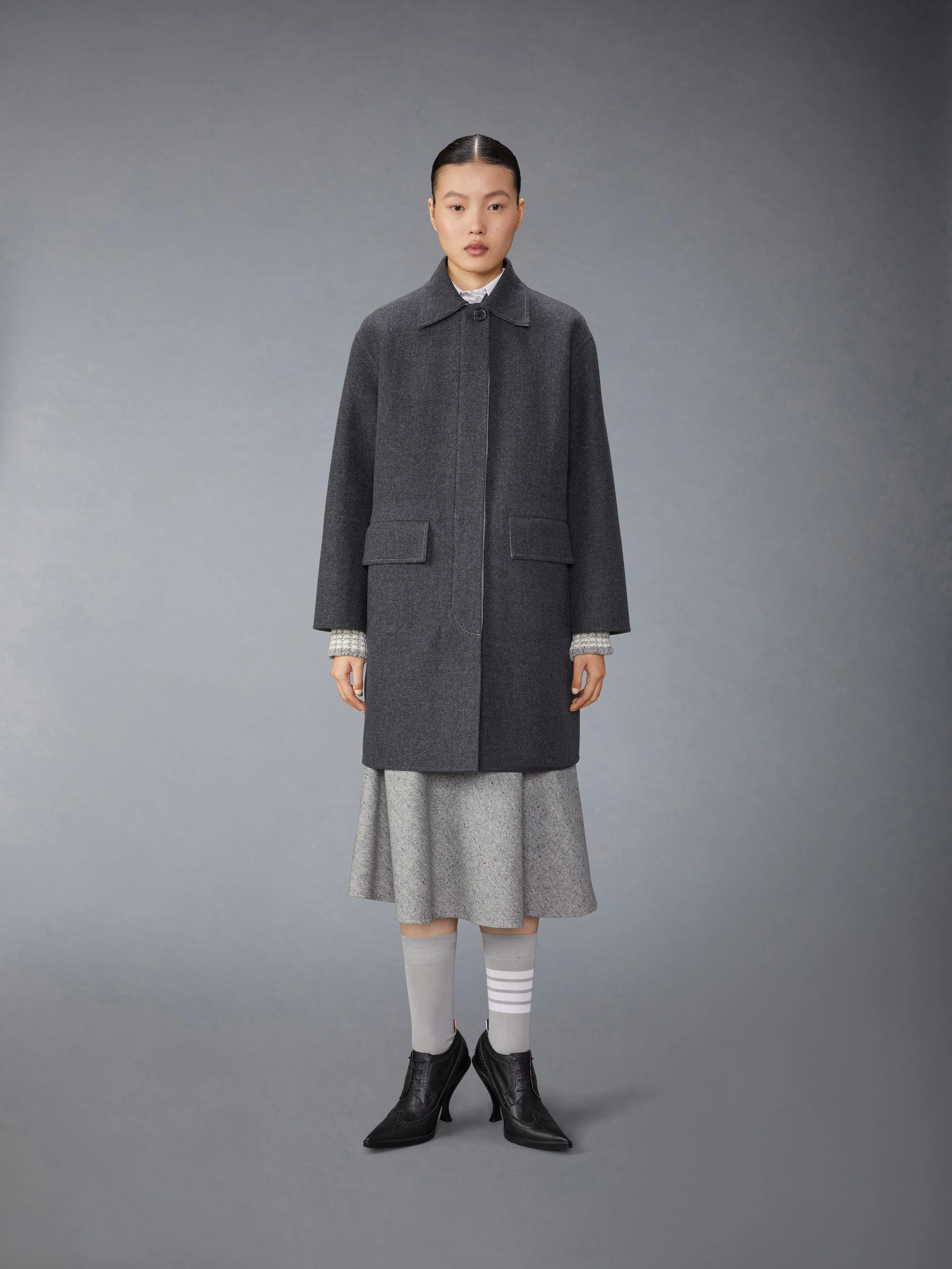 DOUBLE FACE MELTON SOLID DETACHABLE SHEARING COLLAR BAL COLLAR sold by Thom Browne product image thumbnail 2