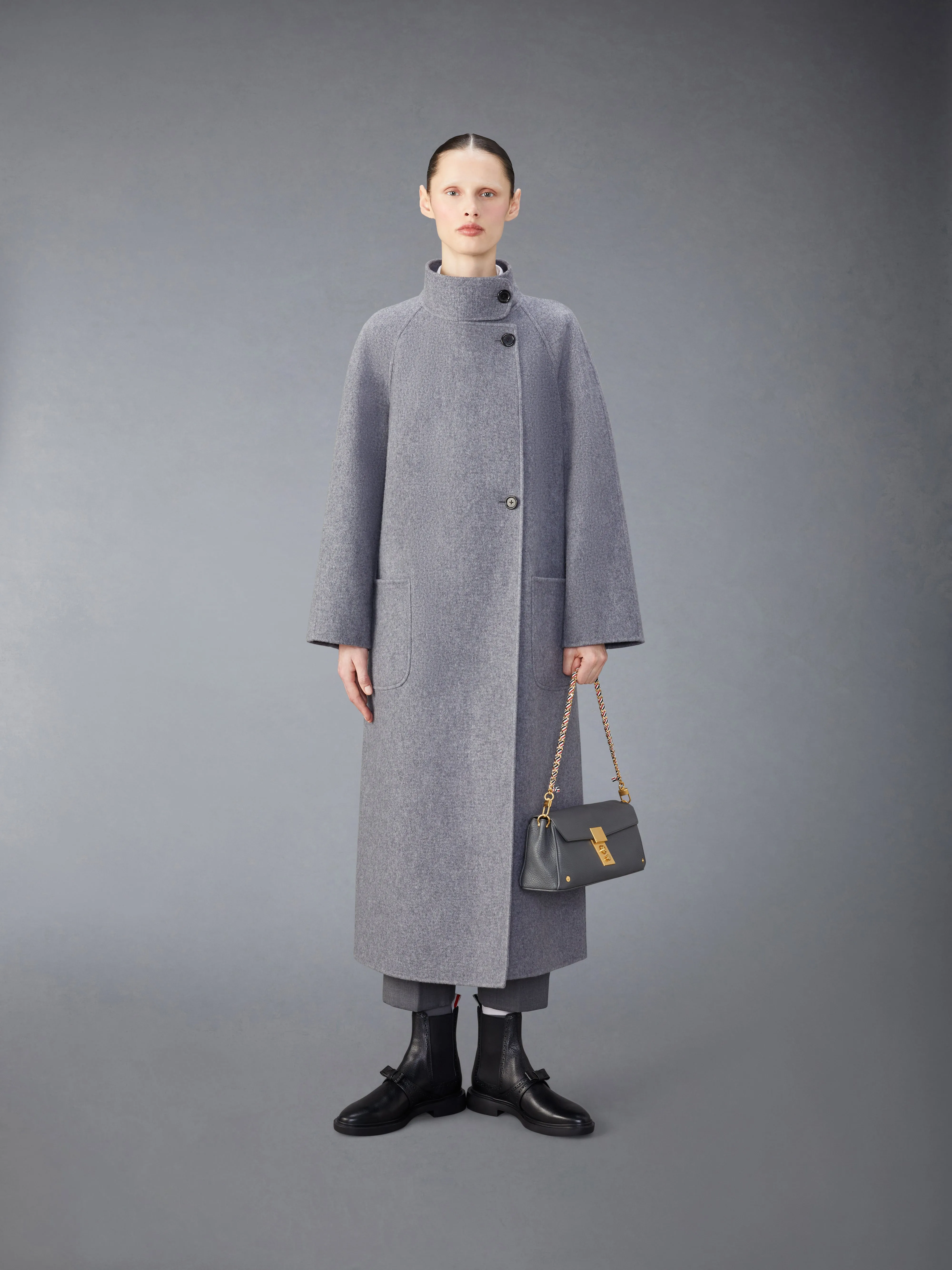 WOOL CASHMERE FUNNEL NECK COAT sold by Thom Browne product image thumbnail 3