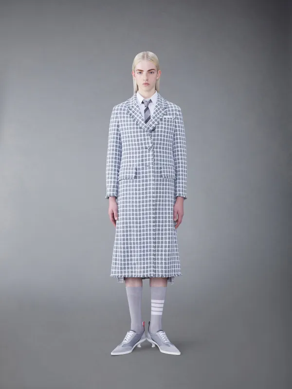 CHECK SUMMER TWEED FRAY WIDE LAPEL OVERCOAT made by Thom Browne