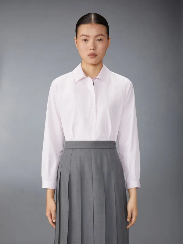 UNIVERSITY STRIPE POPLIN TUCKED BLOUSE sold by Thom Browne