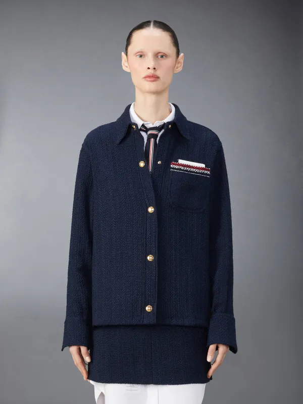 SOLID TWEED SHIRT JACKET sold by Thom Browne