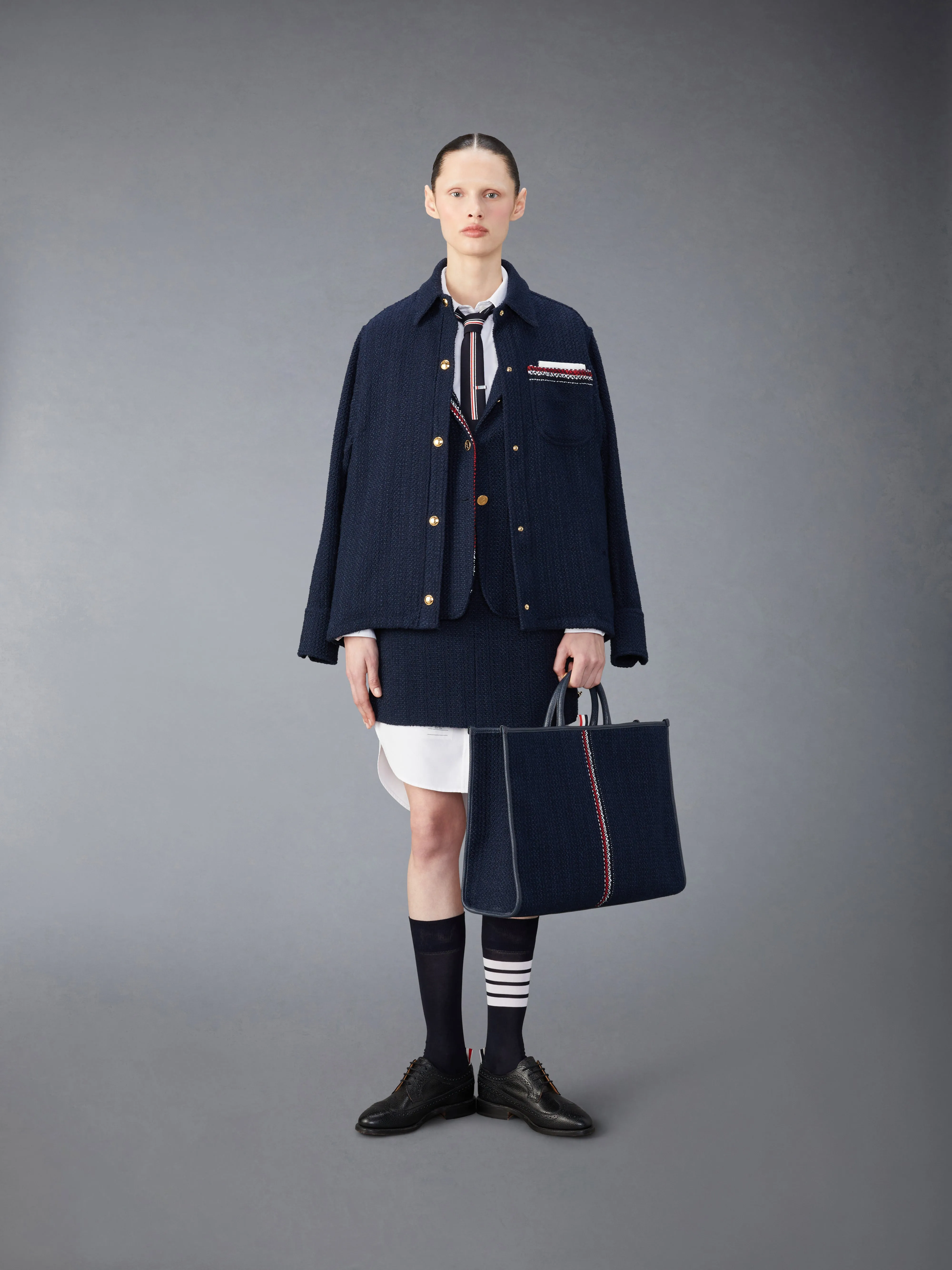 SOLID TWEED SHIRT JACKET sold by Thom Browne product image thumbnail 3