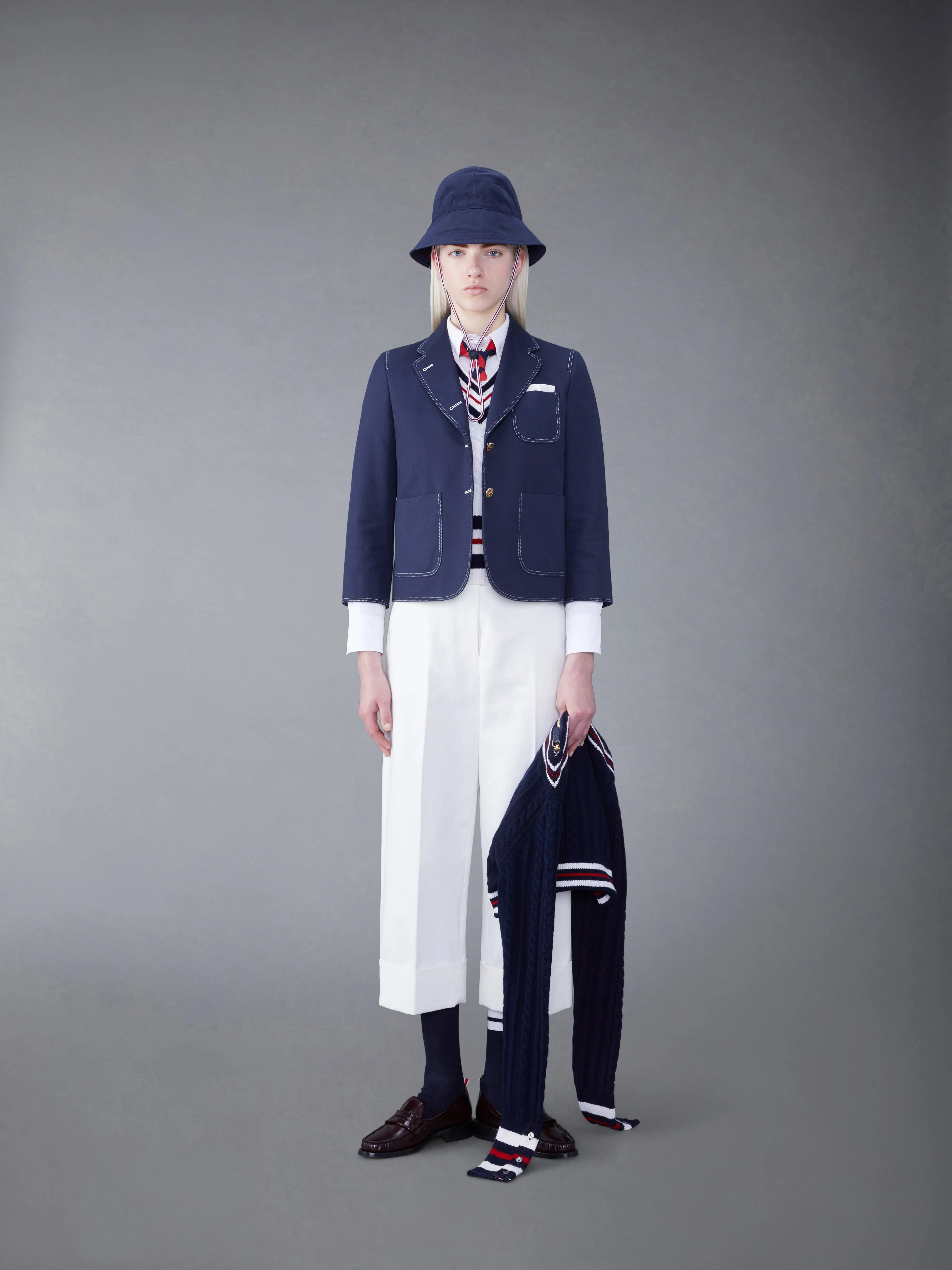 CASHMERE CABLE V-NECK VEST sold by Thom Browne product image thumbnail 4