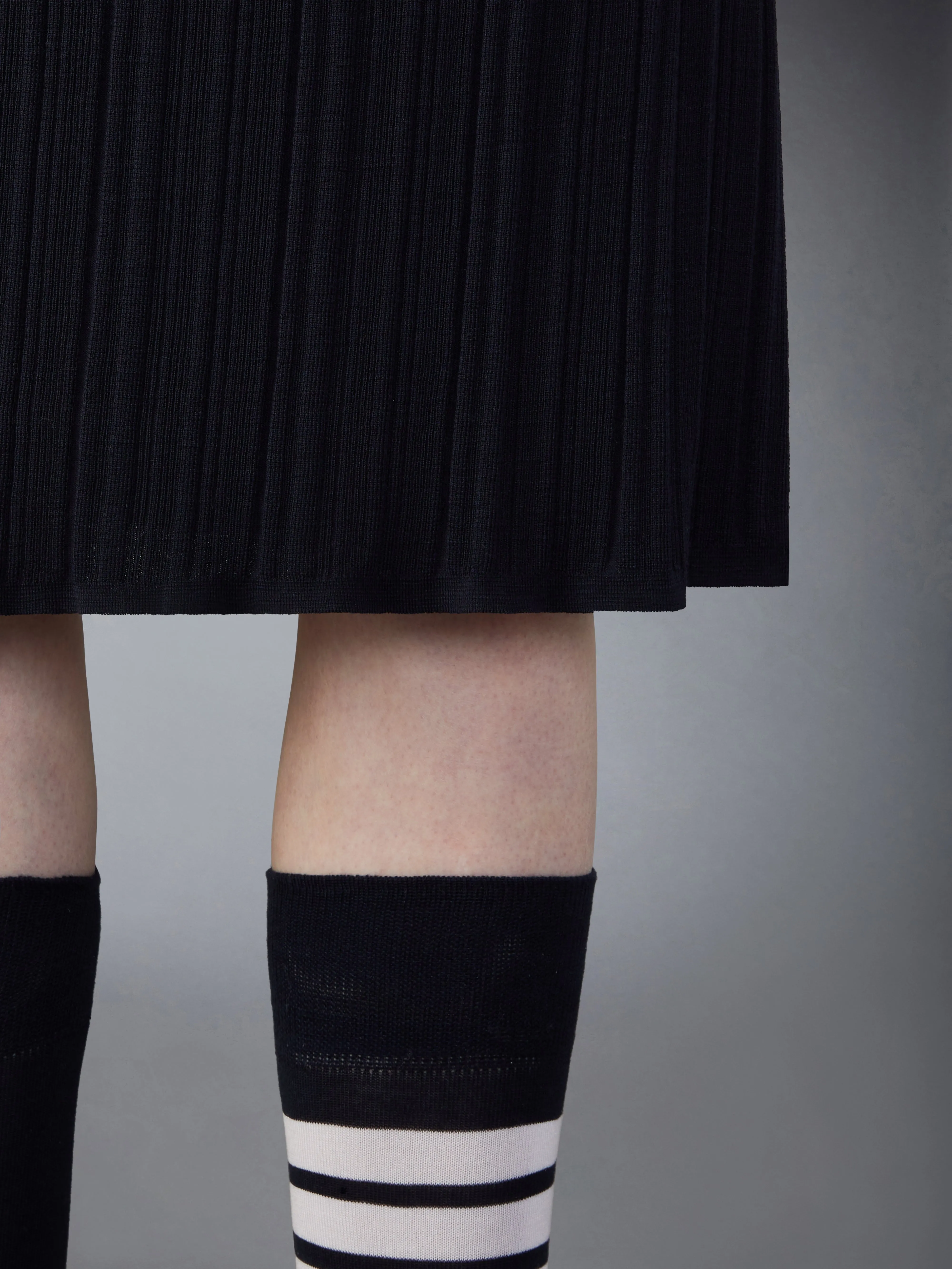 WOOL CREPE RIB STITCH MIDI PLISSE SKIRT sold by Thom Browne product image thumbnail 5