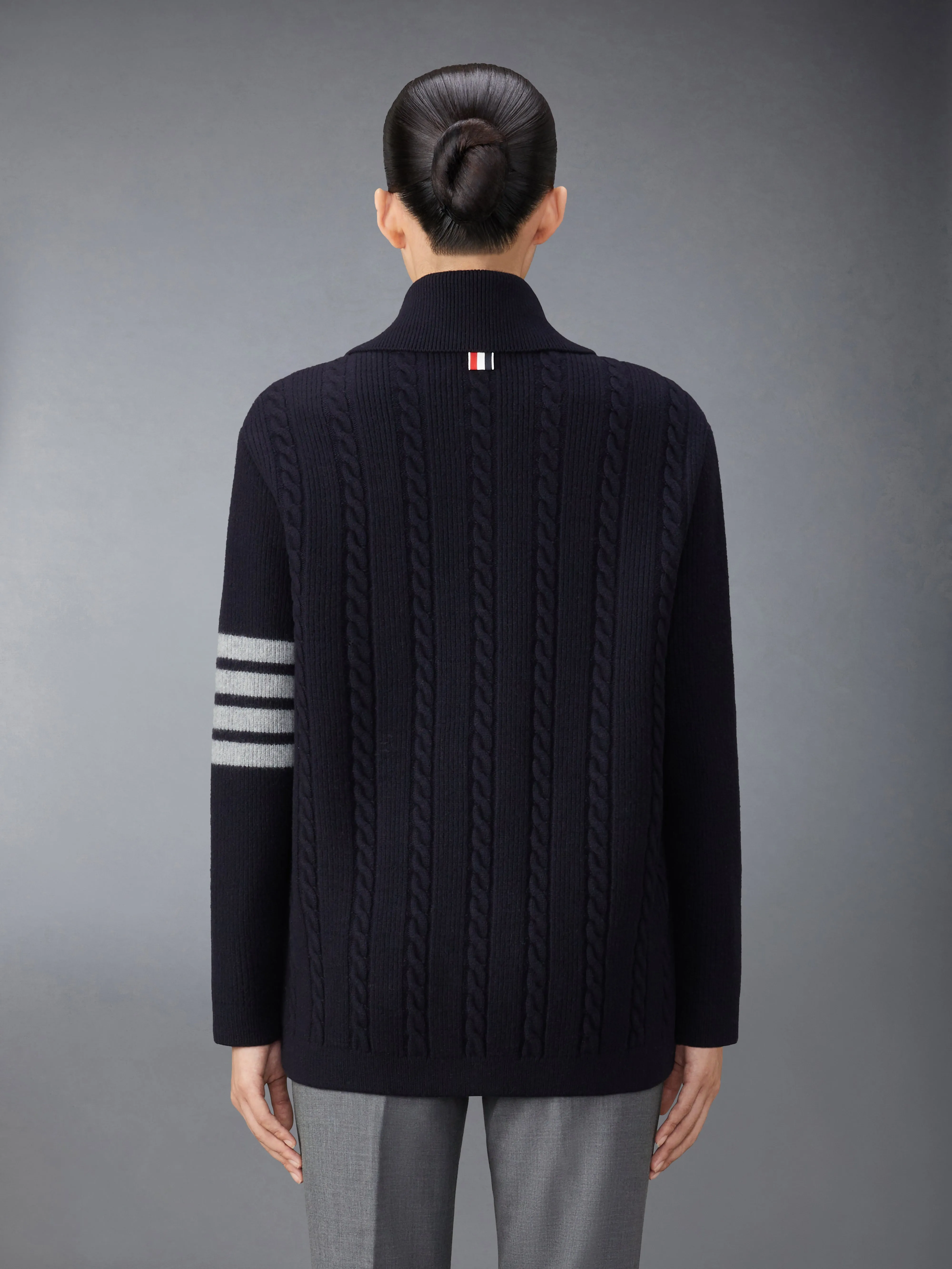 MERINO WOOL AND COTTON 4-BAR CABLE OVERCOAT sold by Thom Browne product image thumbnail 2