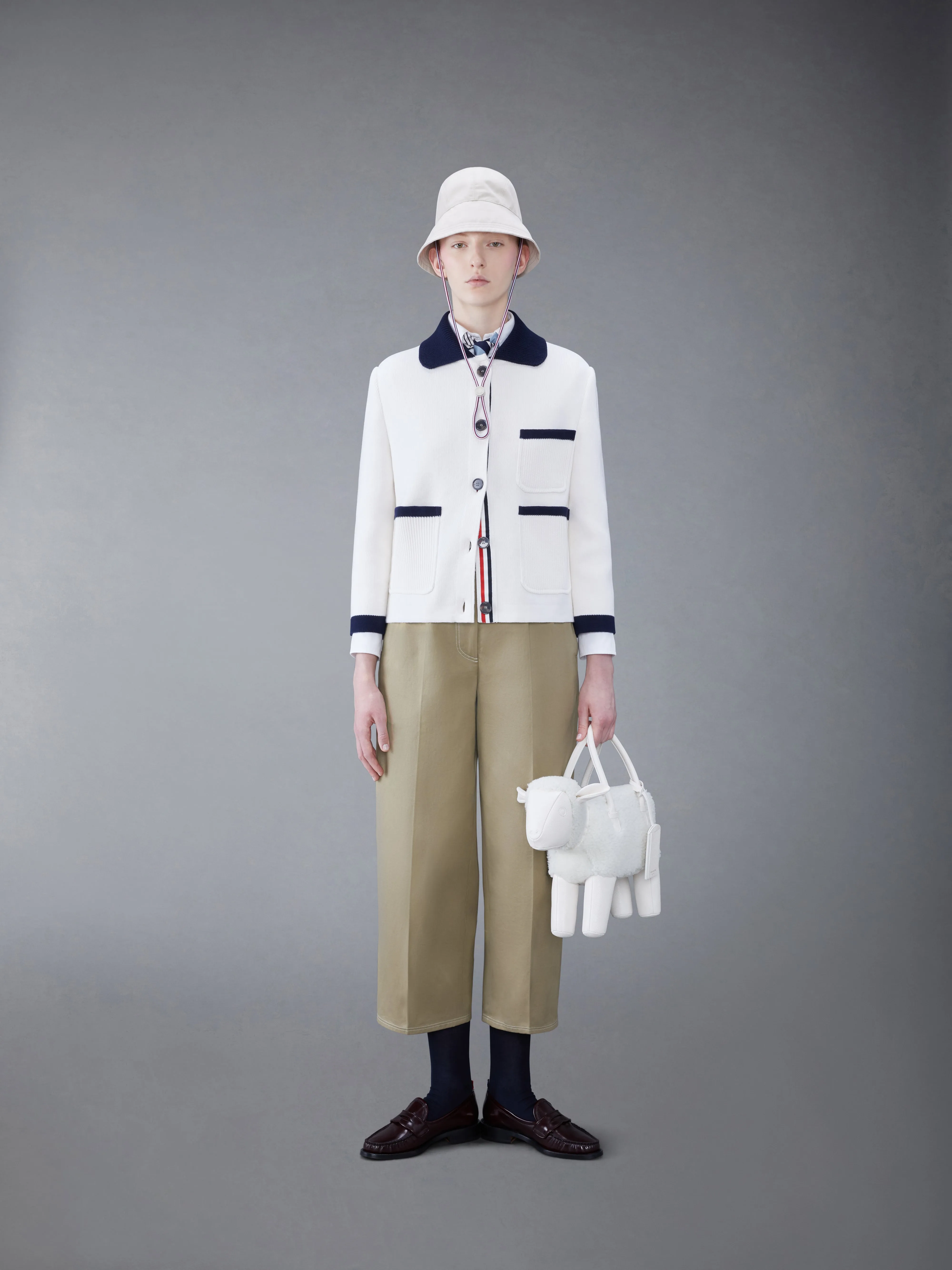 COTTON CASHMERE POLO COLLAR POCKET JACKET sold by Thom Browne product image thumbnail 3