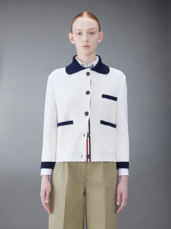 COTTON CASHMERE POLO COLLAR POCKET JACKET sold by Thom Browne