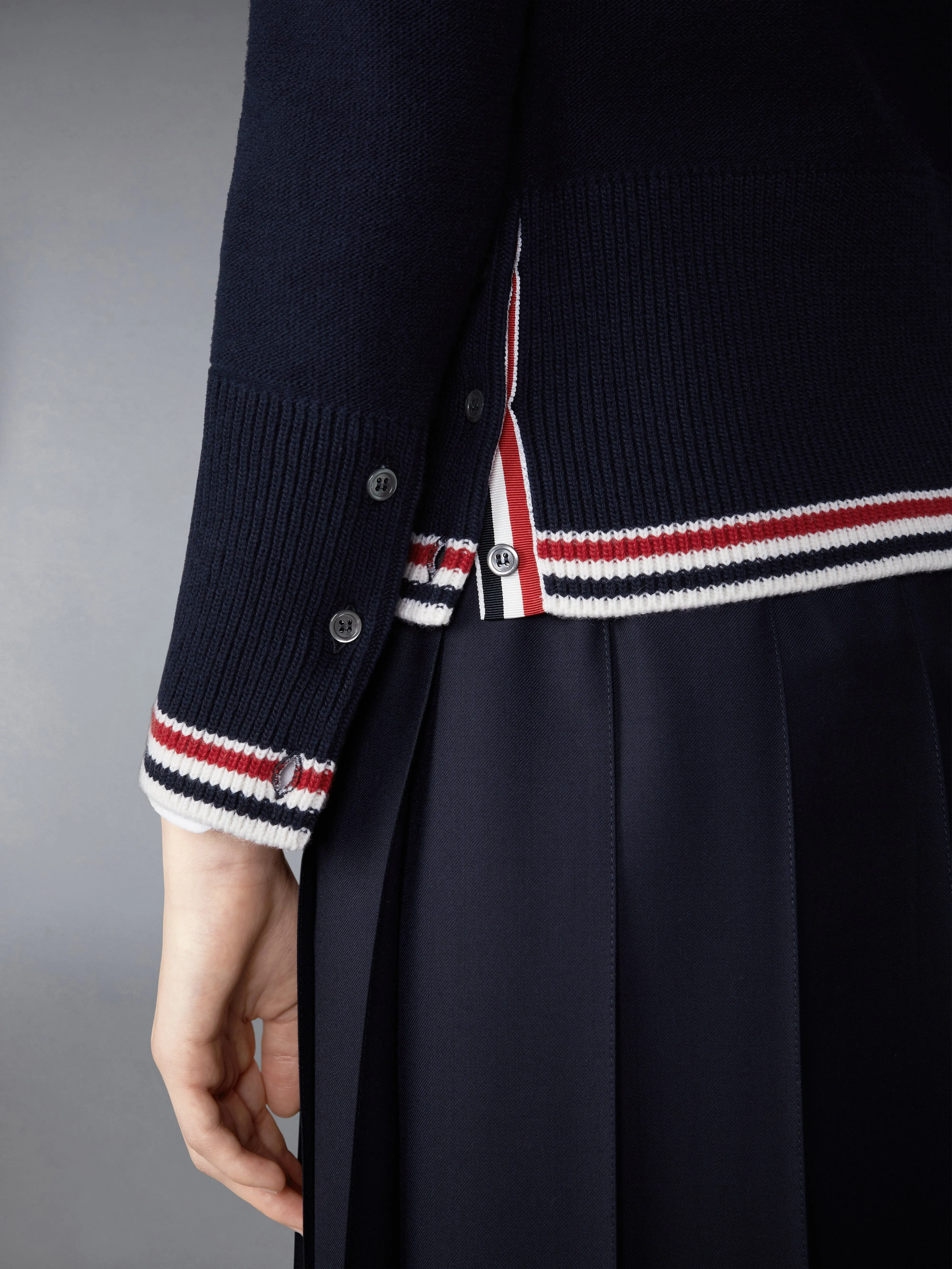 MERINO WOOL HECTOR FRINGE CLASSIC CARDIGAN sold by Thom Browne product image thumbnail 5