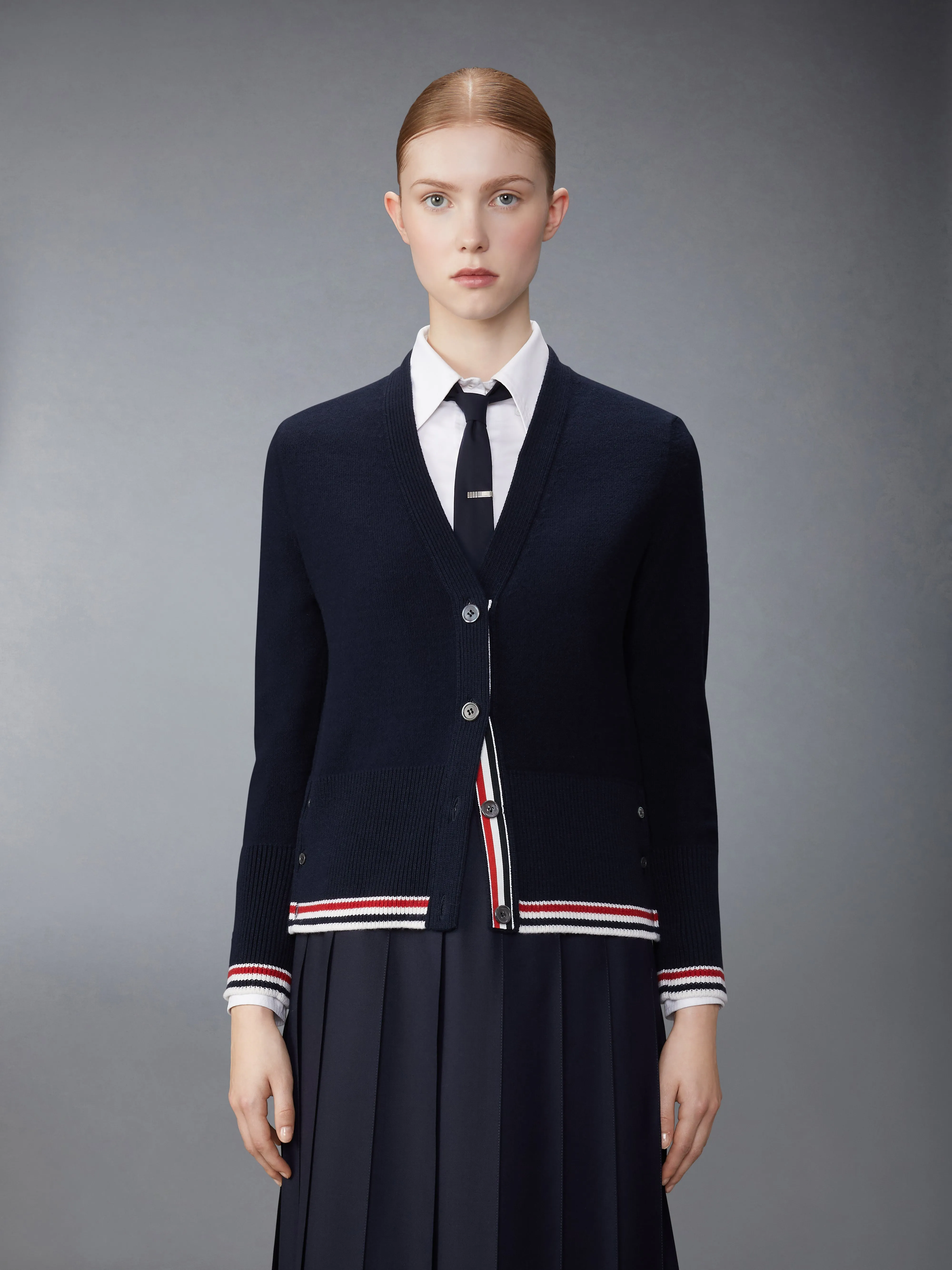 MERINO WOOL HECTOR FRINGE CLASSIC CARDIGAN sold by Thom Browne