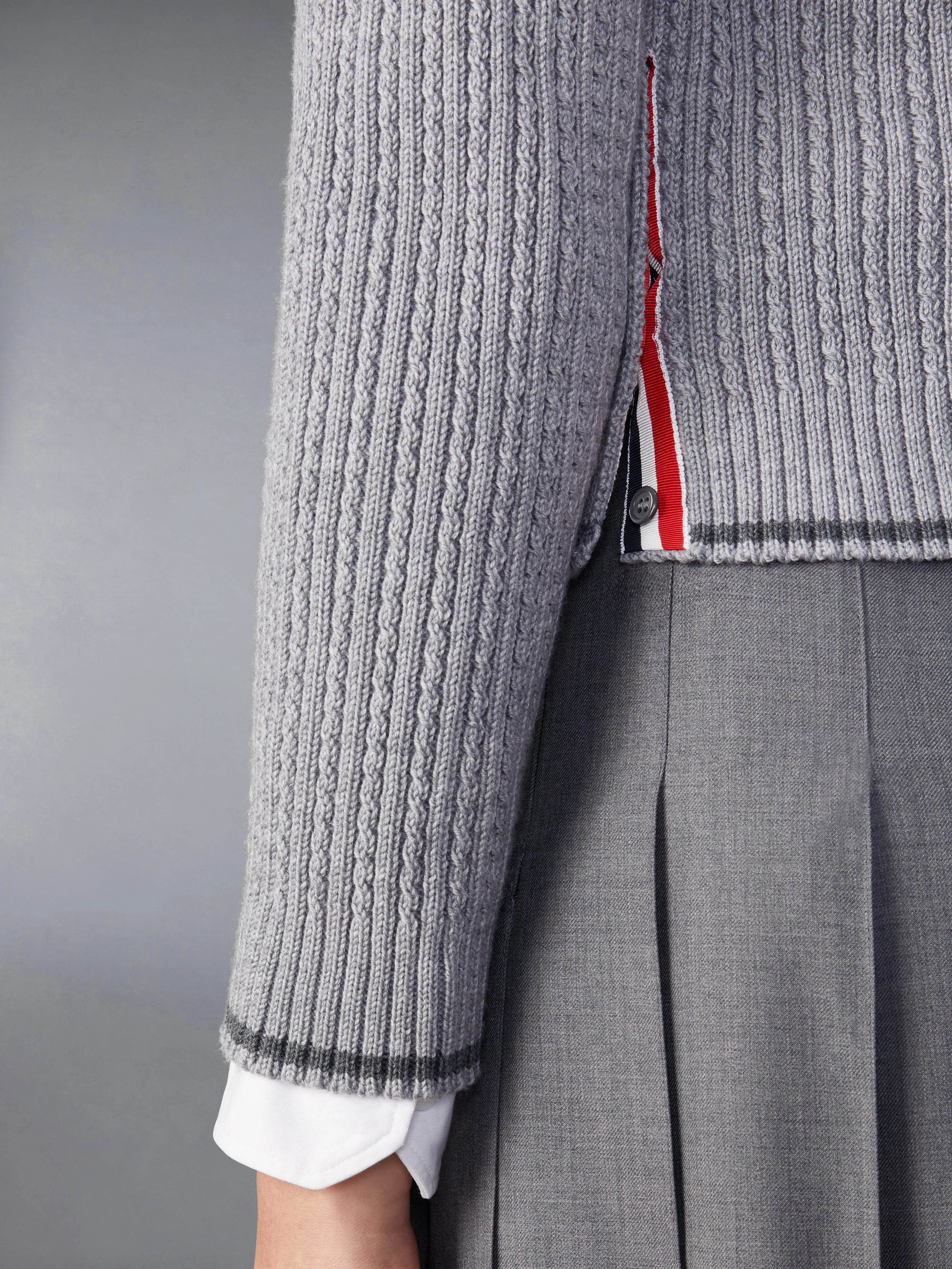 MERINO WOOL 4-BAR CROPPED CARDIGAN sold by Thom Browne product image thumbnail 4