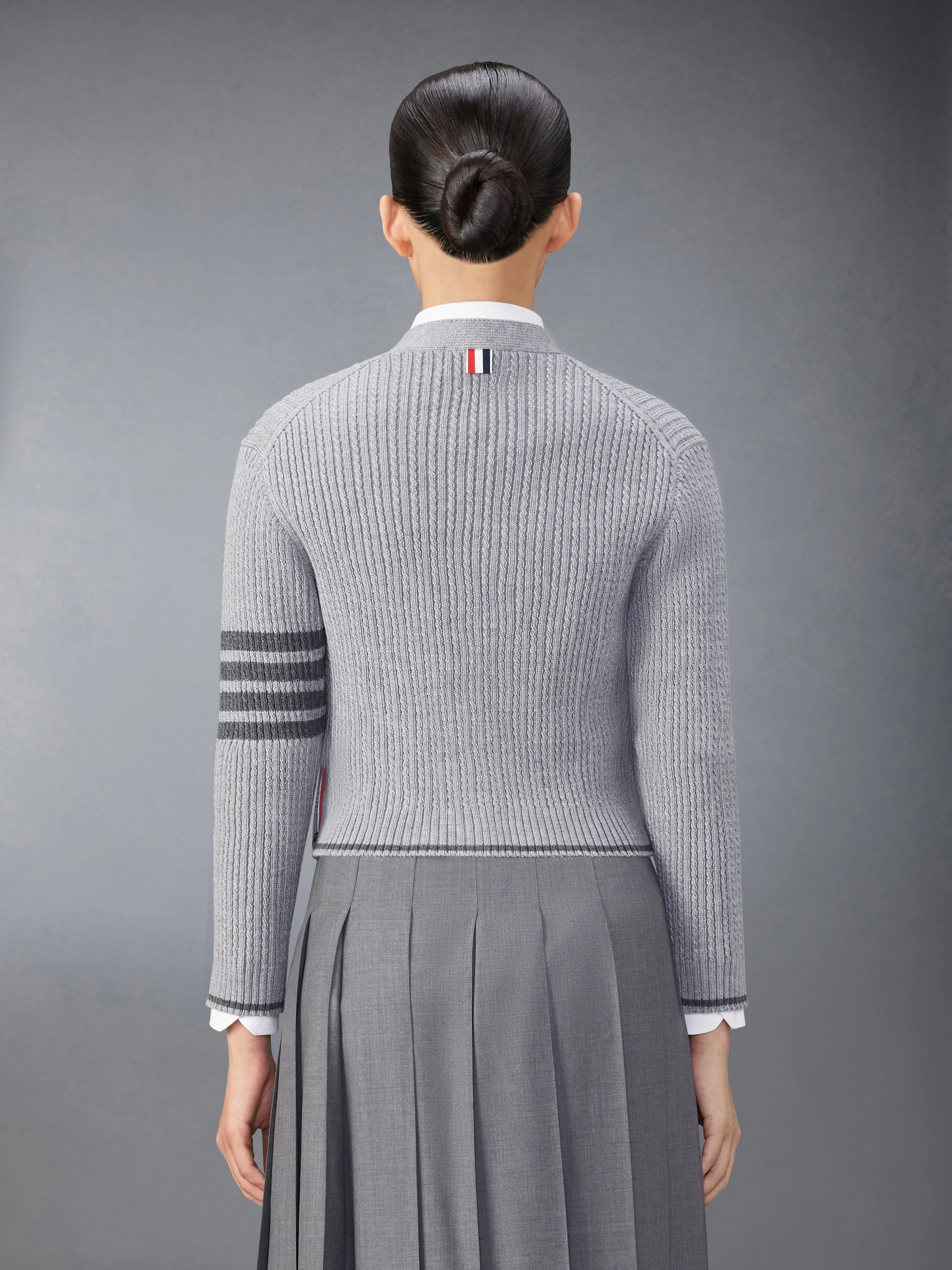 MERINO WOOL 4-BAR CROPPED CARDIGAN sold by Thom Browne product image thumbnail 2