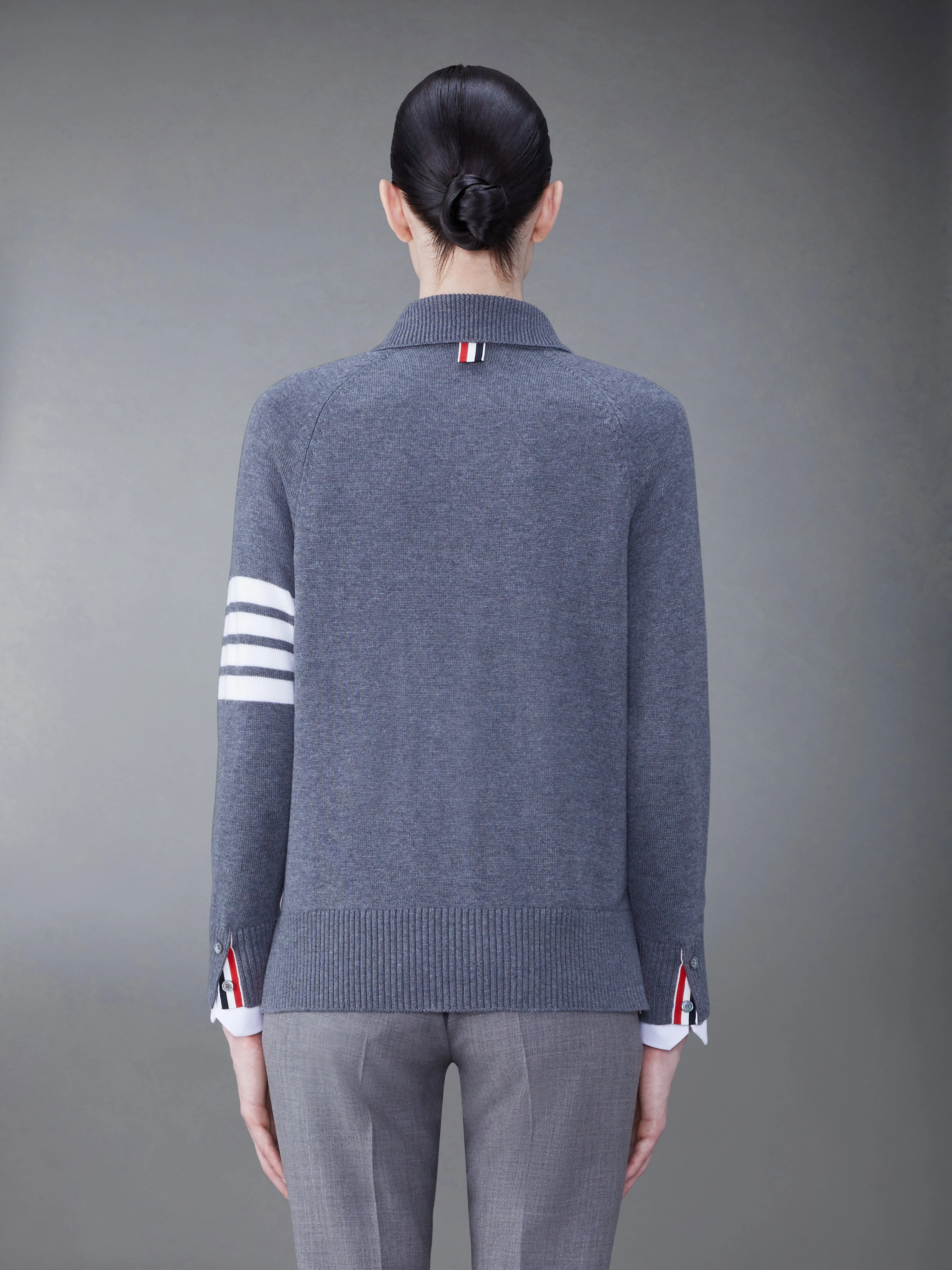 WOOL 4-BAR RAGLAN POLO CARDIGAN sold by Thom Browne product image thumbnail 2