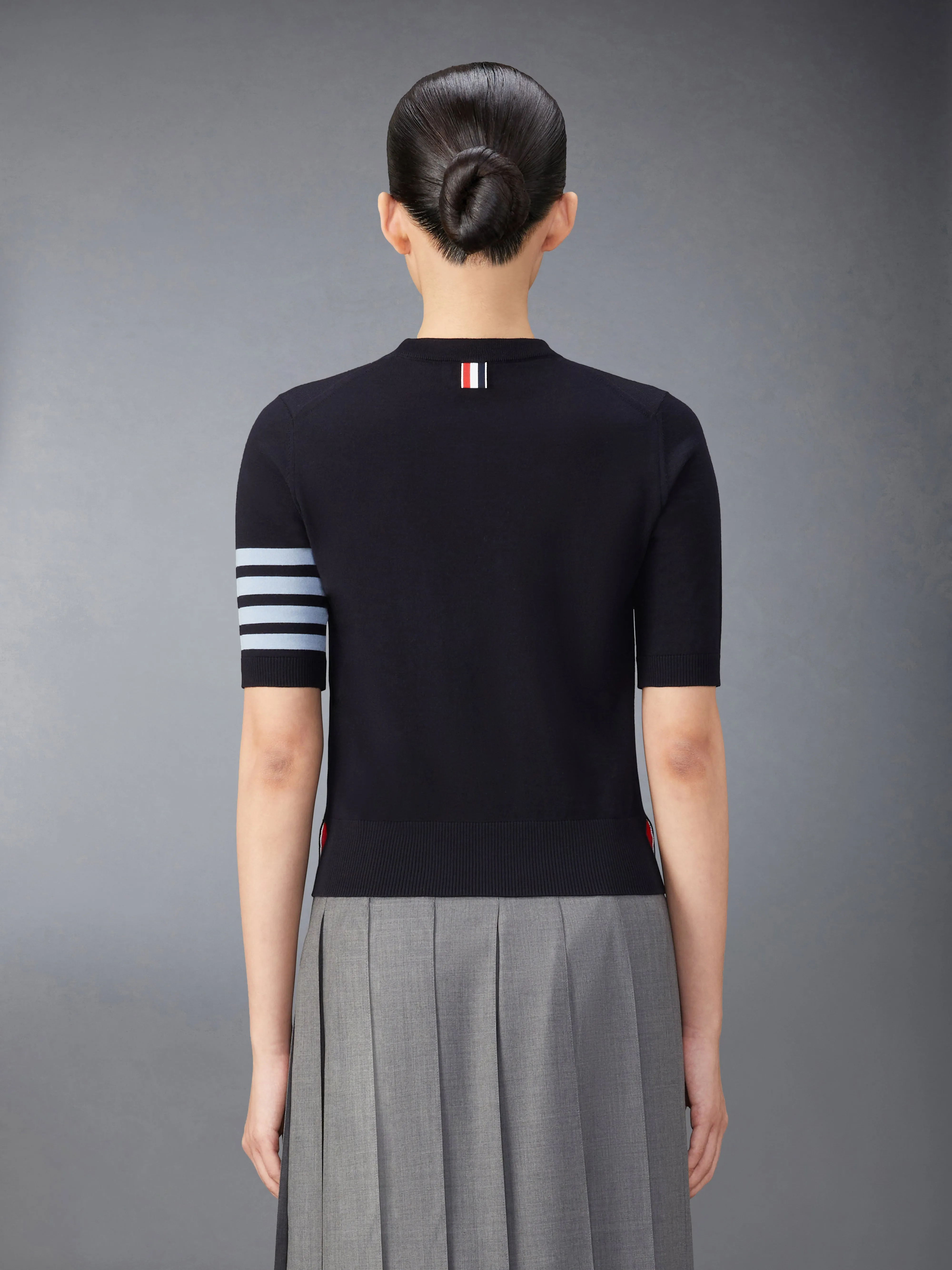 MERINO WOOL JERSEY STITCH 4-BAR TEE sold by Thom Browne product image thumbnail 2
