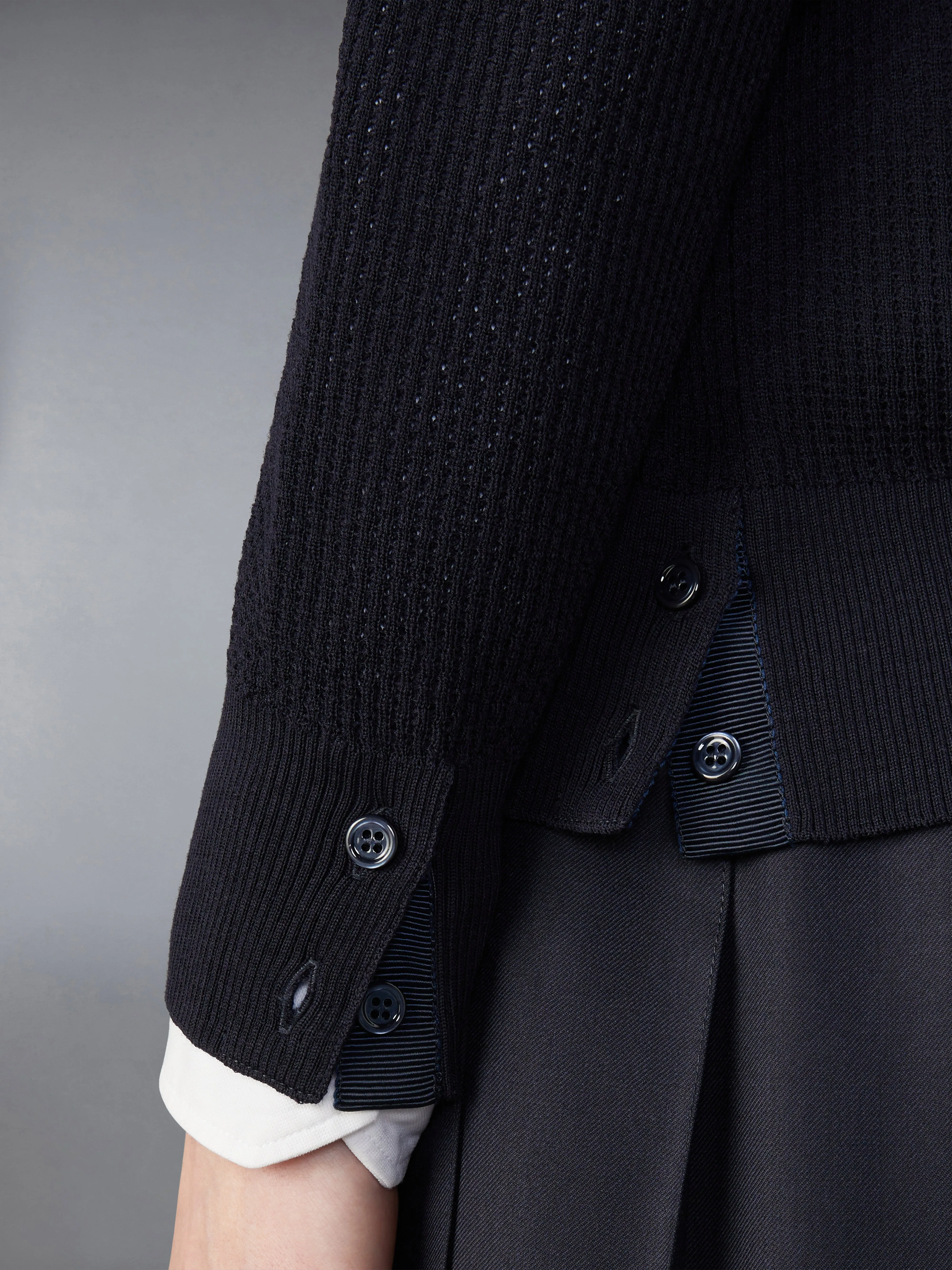 WOOL CREPE 4-BAR RELAXED FIT PULLOVER sold by Thom Browne product image thumbnail 4