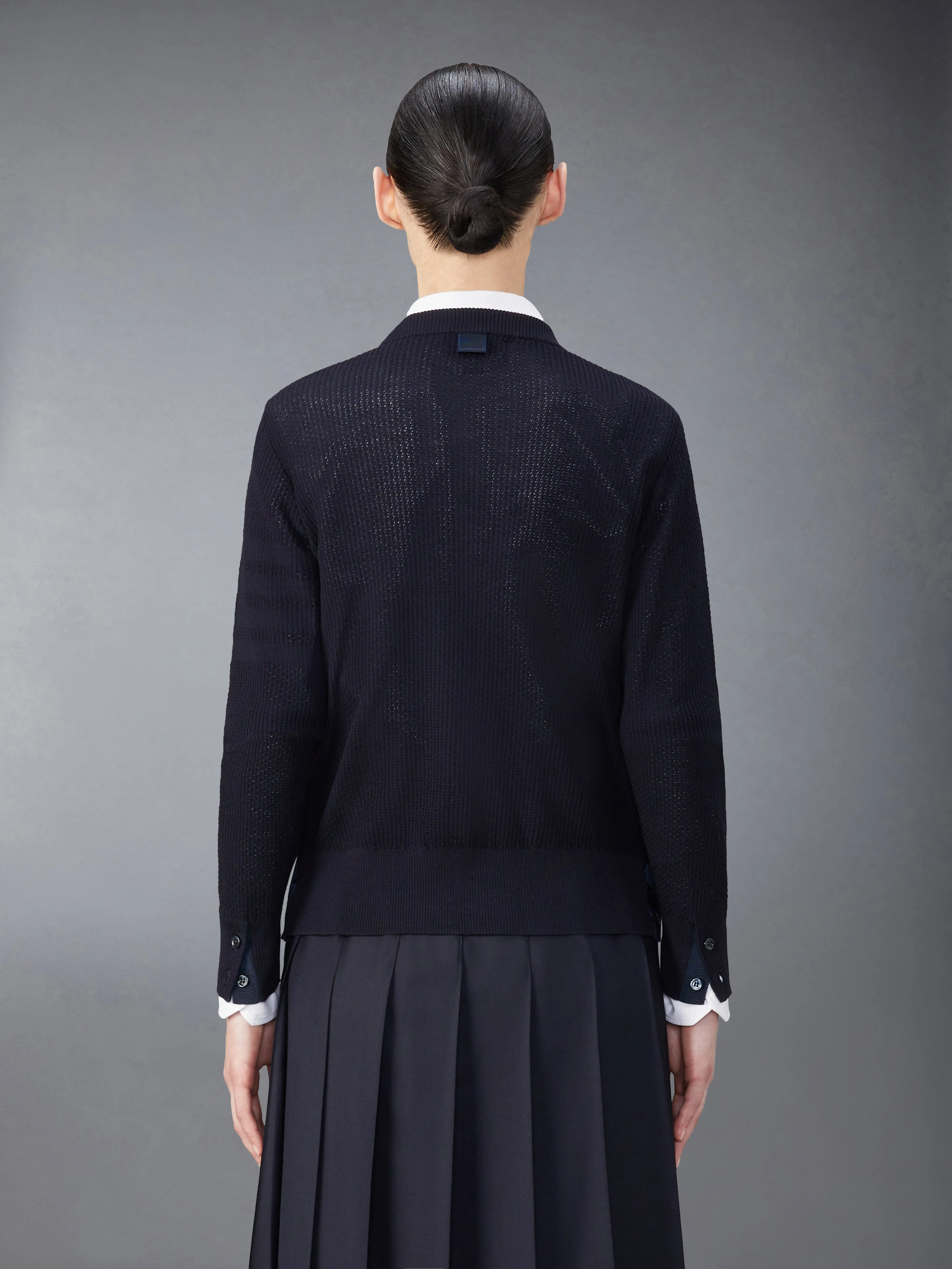 WOOL CREPE 4-BAR RELAXED FIT PULLOVER sold by Thom Browne product image thumbnail 2