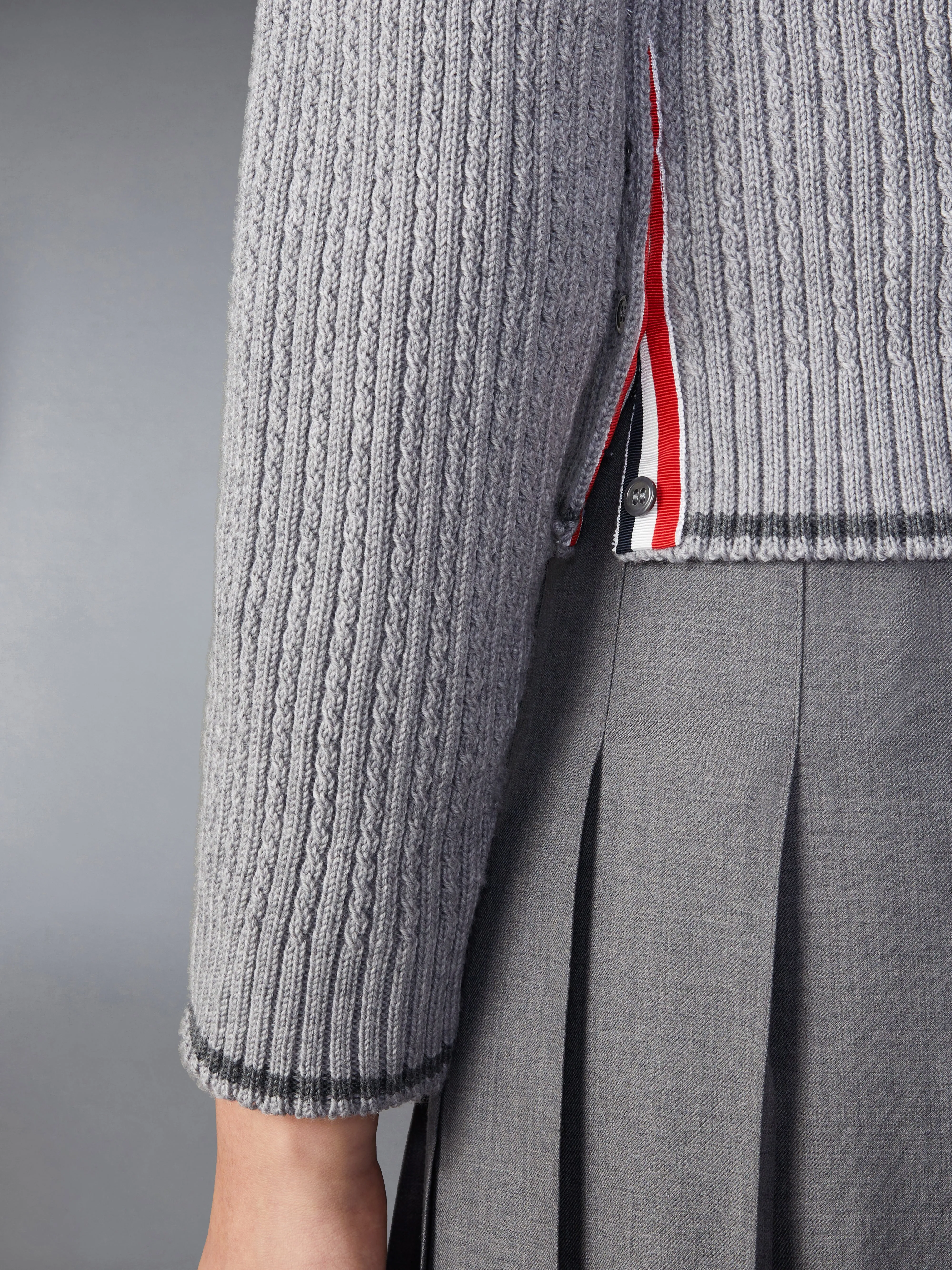 MERINO WOOL 4-BAR CROPPED CABLE PULLOVER sold by Thom Browne product image thumbnail 4