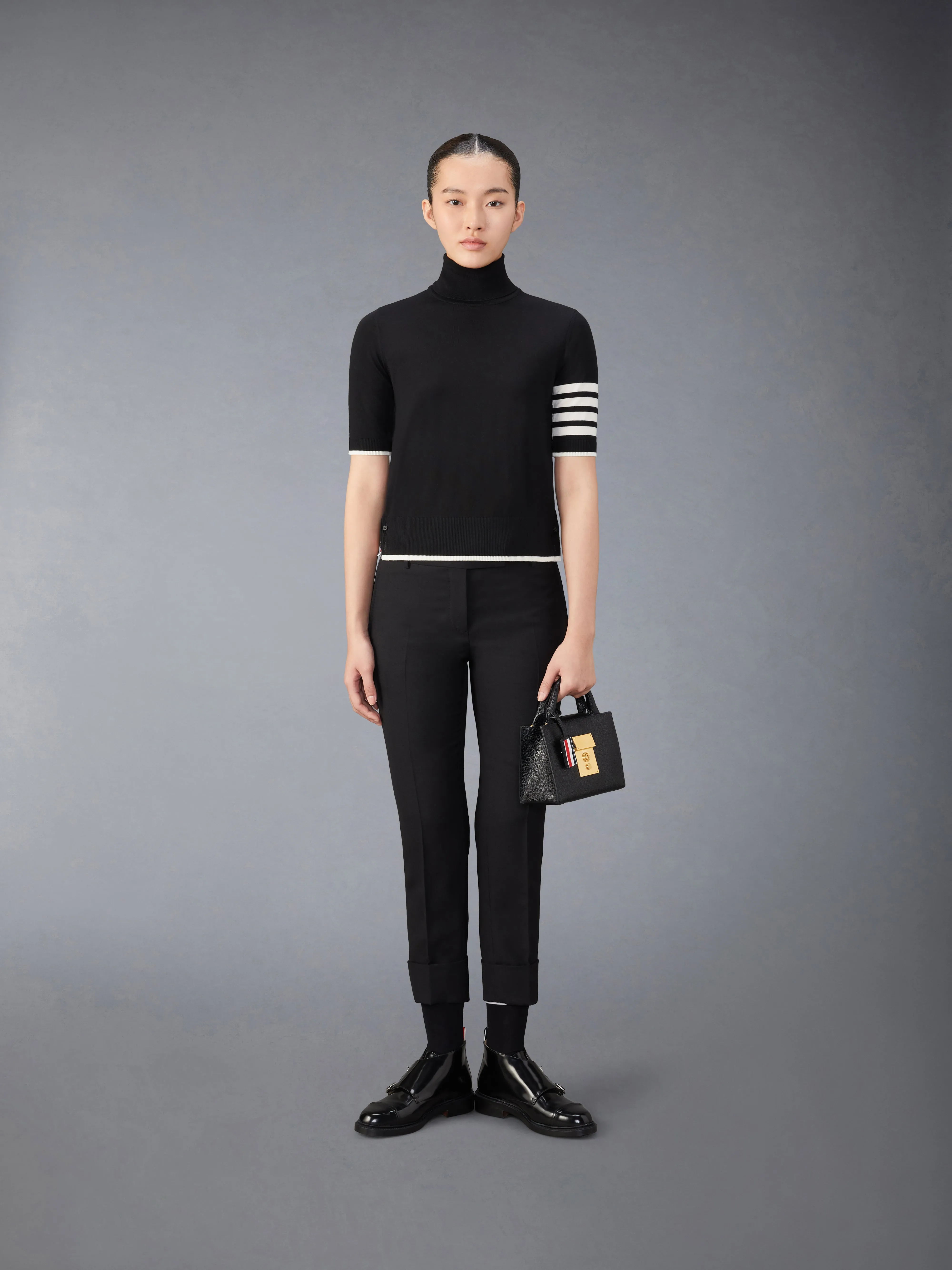 FINE MERINO WOOL 4-BAR RELAXED FIT TURTLENECK sold by Thom Browne product image thumbnail 3