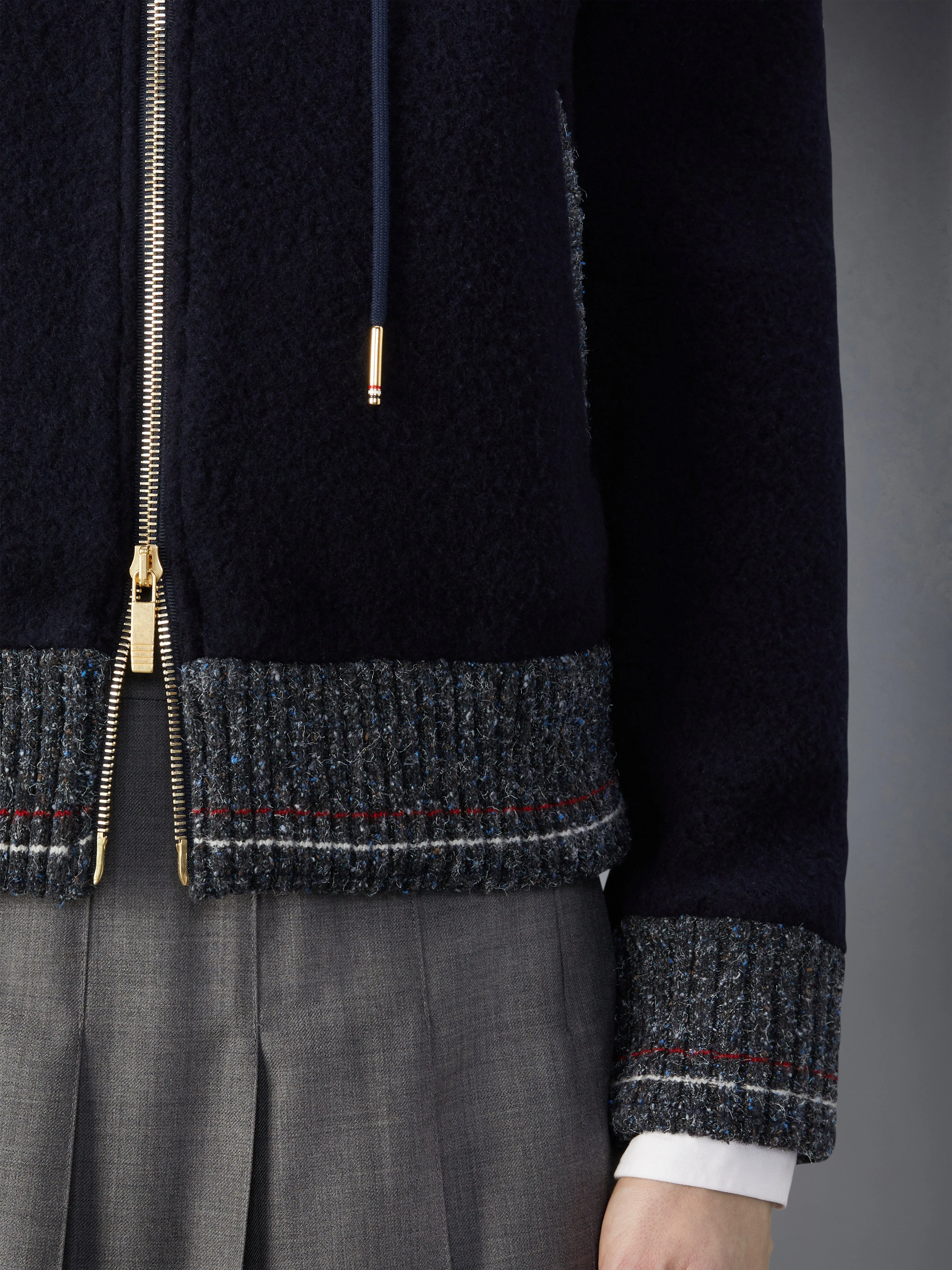 WOOL FLEECE ZIP UP HOODIE sold by Thom Browne product image thumbnail 5