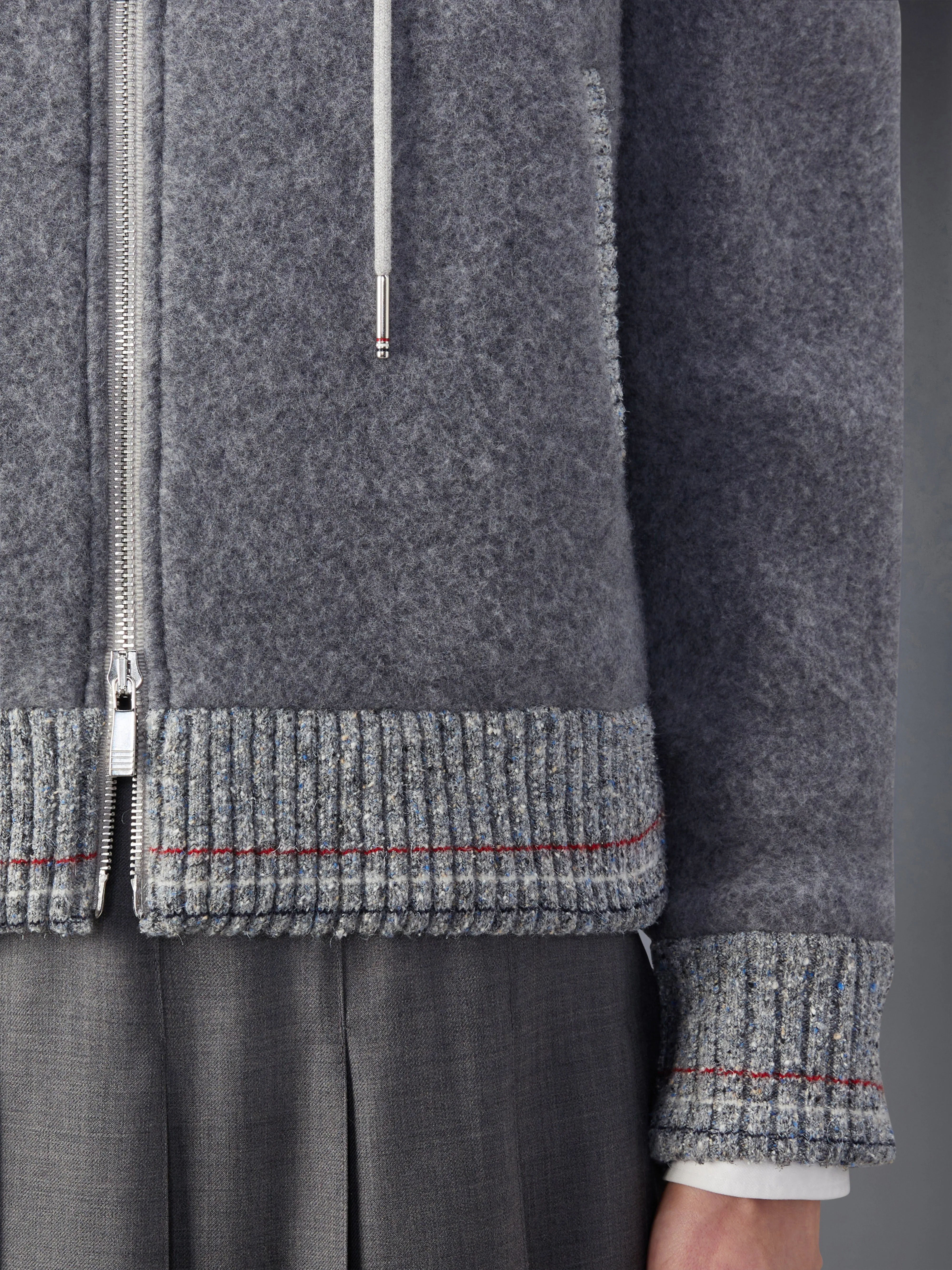WOOL FLEECE ZIP UP HOODIE sold by Thom Browne product image thumbnail 5