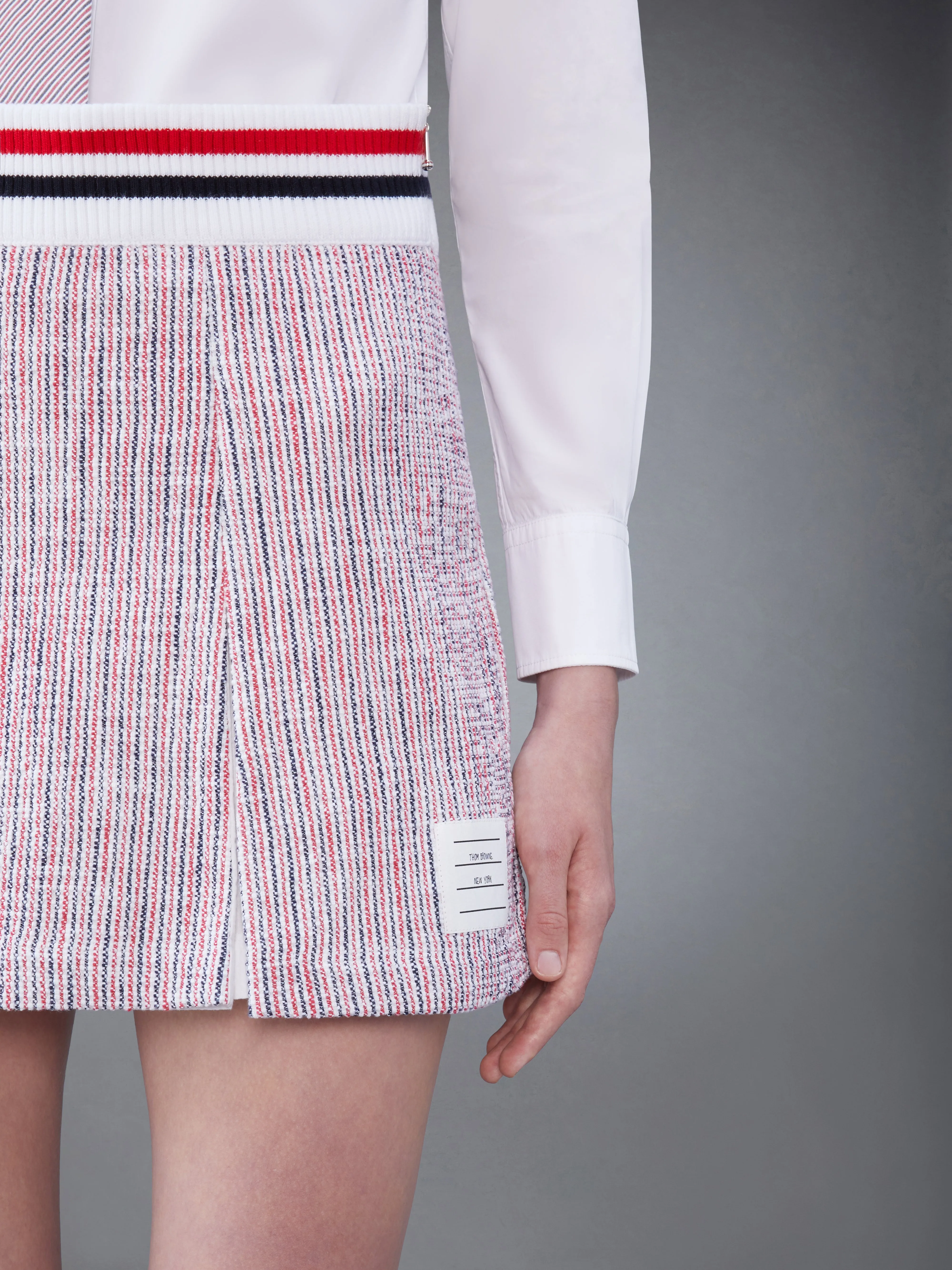 SEERSUCKER TWEED BOX PLEAT MINI SKIRT sold by Thom Browne product image thumbnail 5