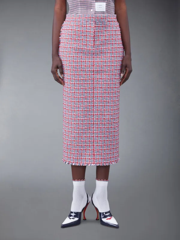 CHECK SUMMER TWEED FRAY MAXI LOW RISE PENCIL SKIRT sold by Thom Browne
