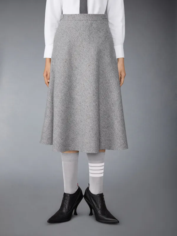 LIGHT WEIGHT IRISH DONEGAL TWEED MIDI A-LINE SIDE TAB SKIRT sold by Thom Browne