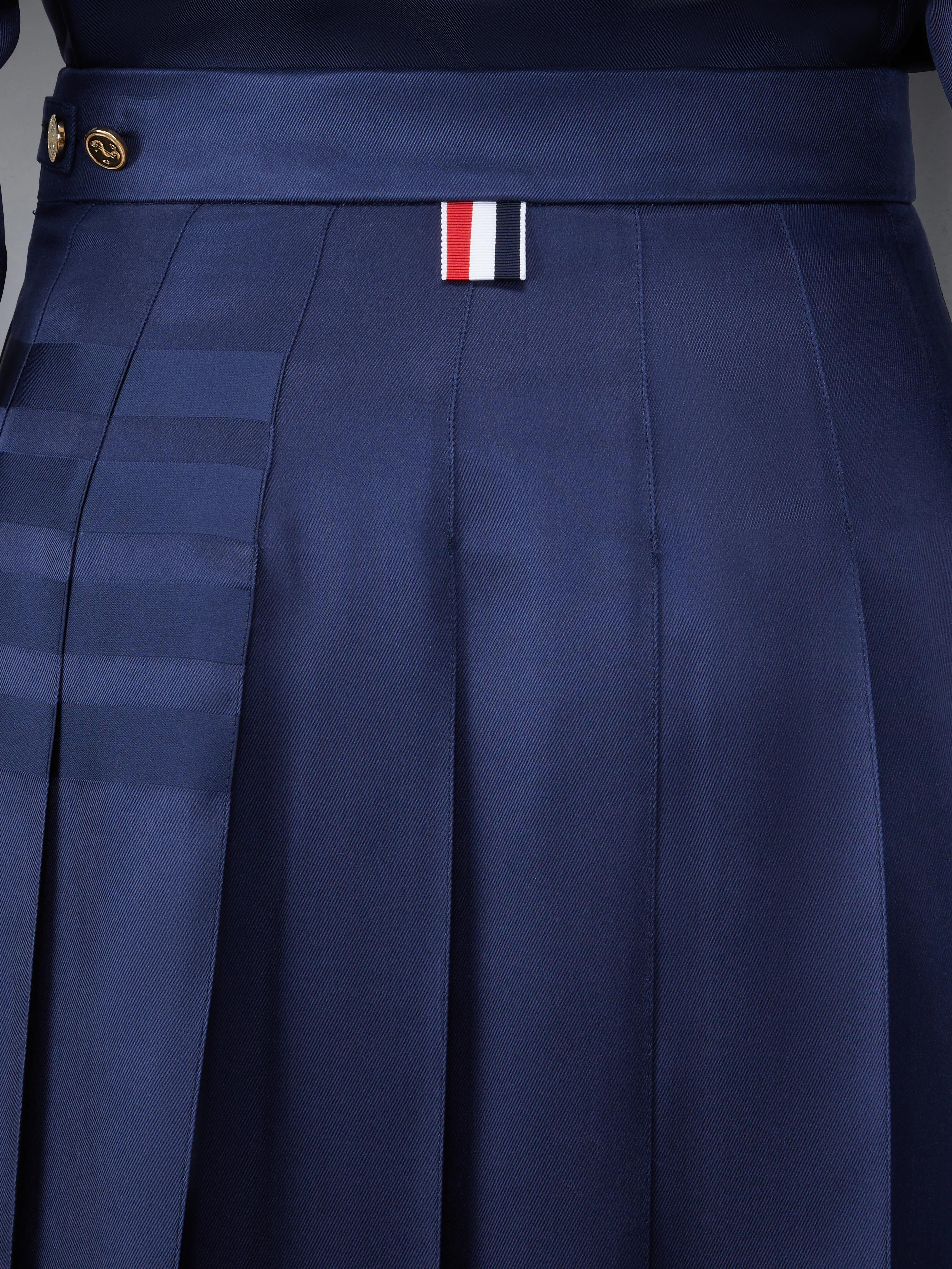 SILK TWILL 4-BAR MIDI PLEATED SKIRT sold by Thom Browne product image thumbnail 5