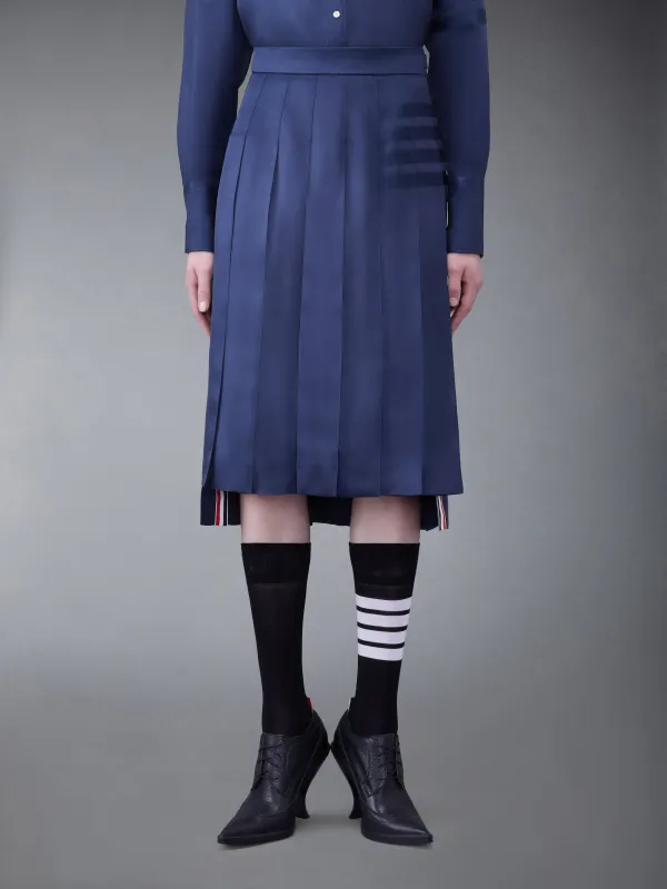 SILK TWILL 4-BAR MIDI PLEATED SKIRT sold by Thom Browne