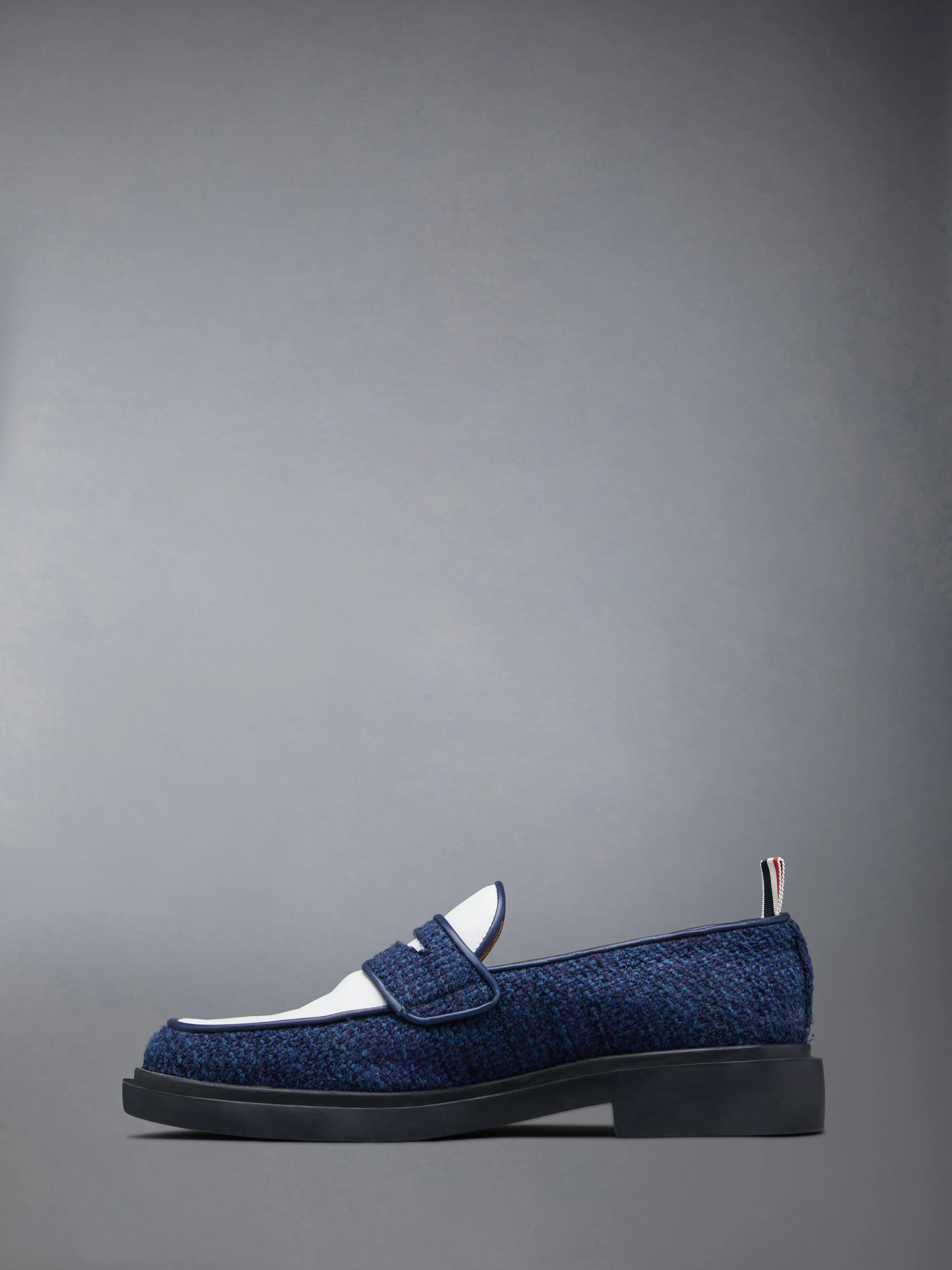 COTTON TWEED LIGHTWEIGHT RUBBER SOLE CLASSIC PENNY LOAFER sold by Thom Browne product image thumbnail 3