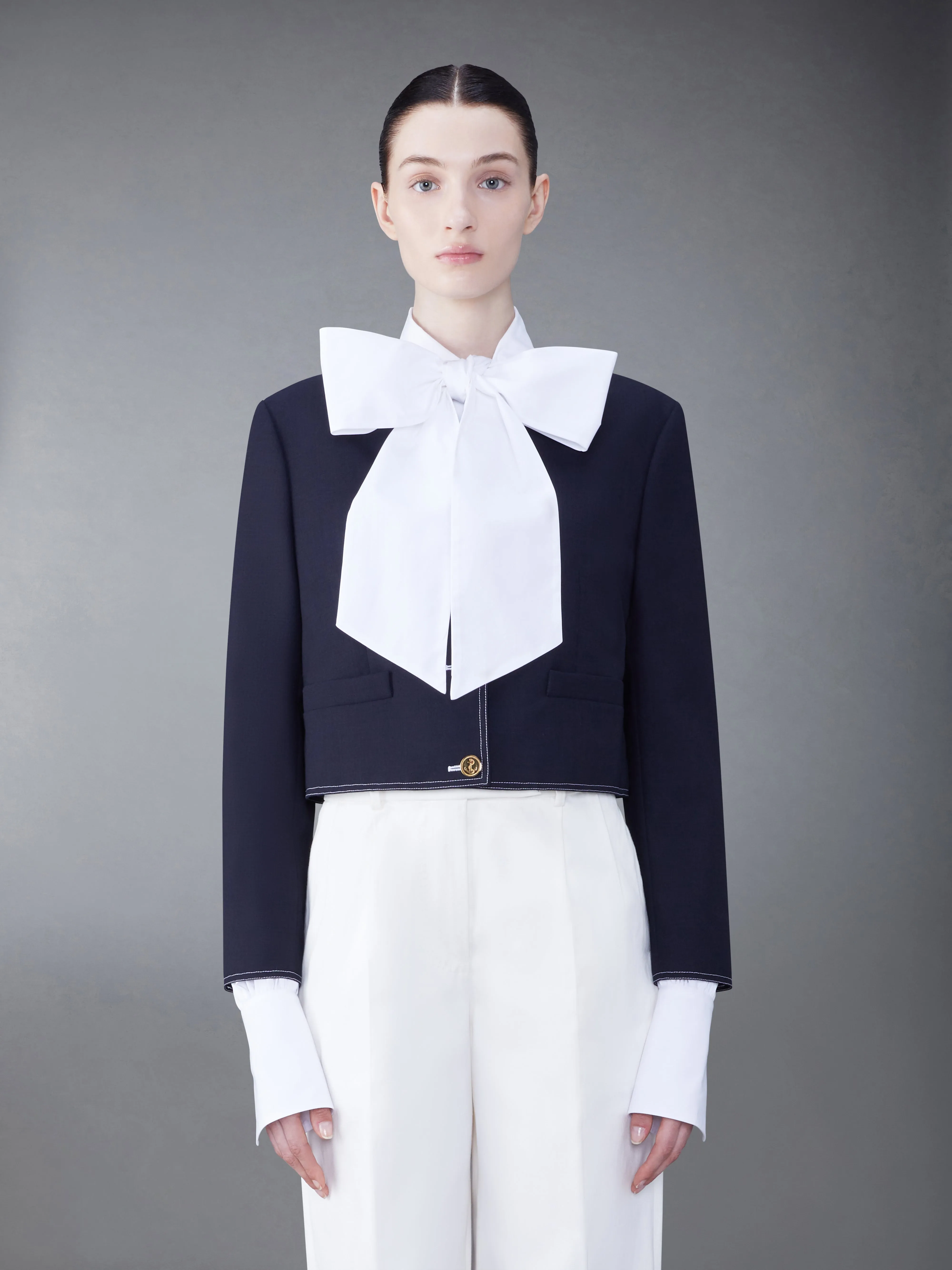 FRESCO BOX PLEAT CARDIGAN JACKET sold by Thom Browne