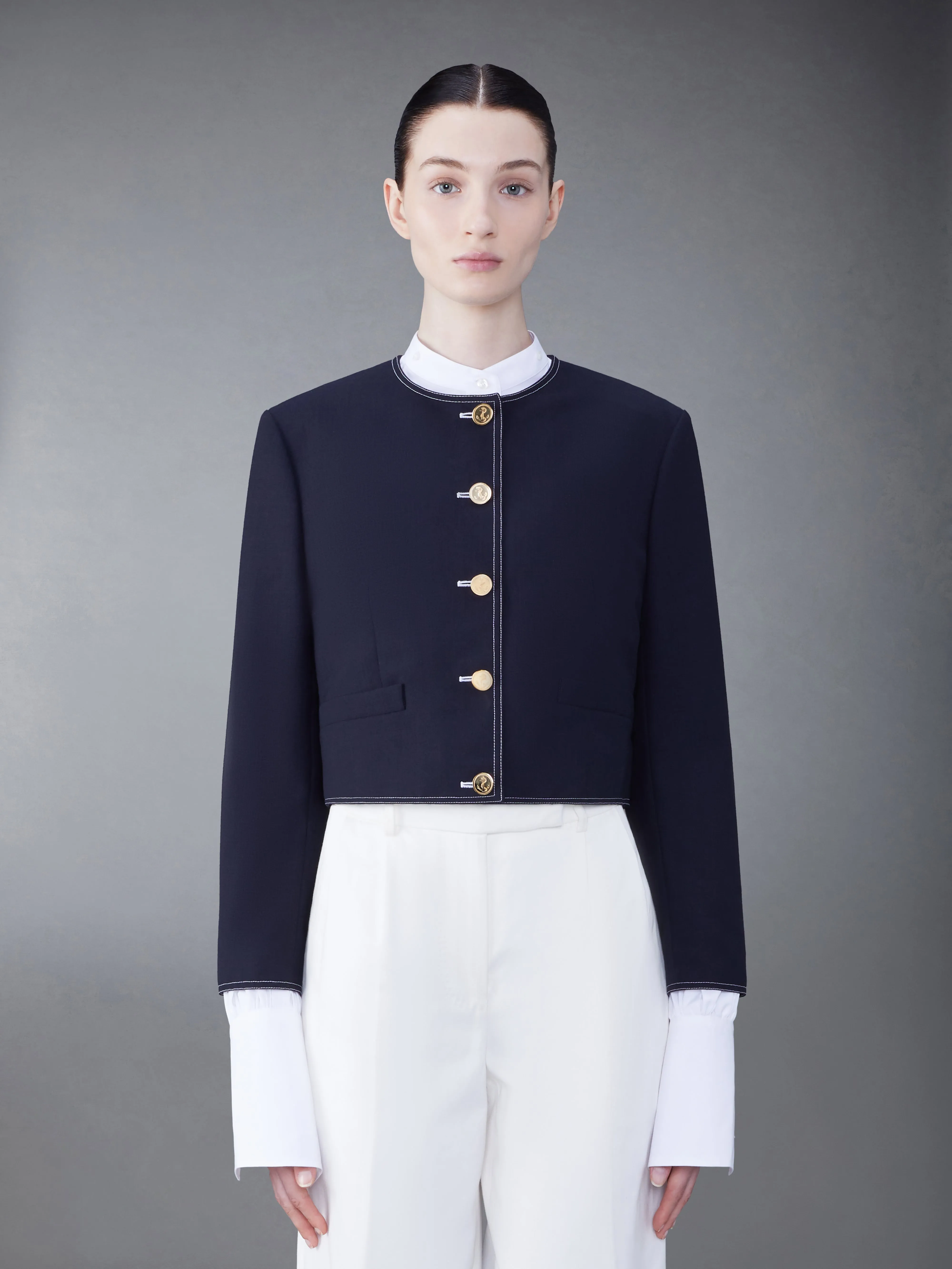 FRESCO BOX PLEAT CARDIGAN JACKET sold by Thom Browne product image thumbnail 2
