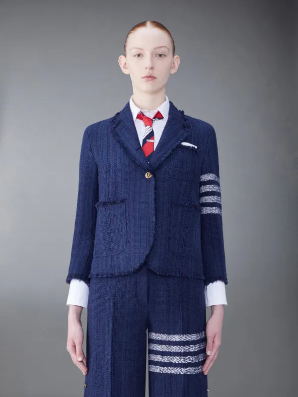 TWEED FRAY 4-BAR CROPPED SACK JACKET sold by Thom Browne