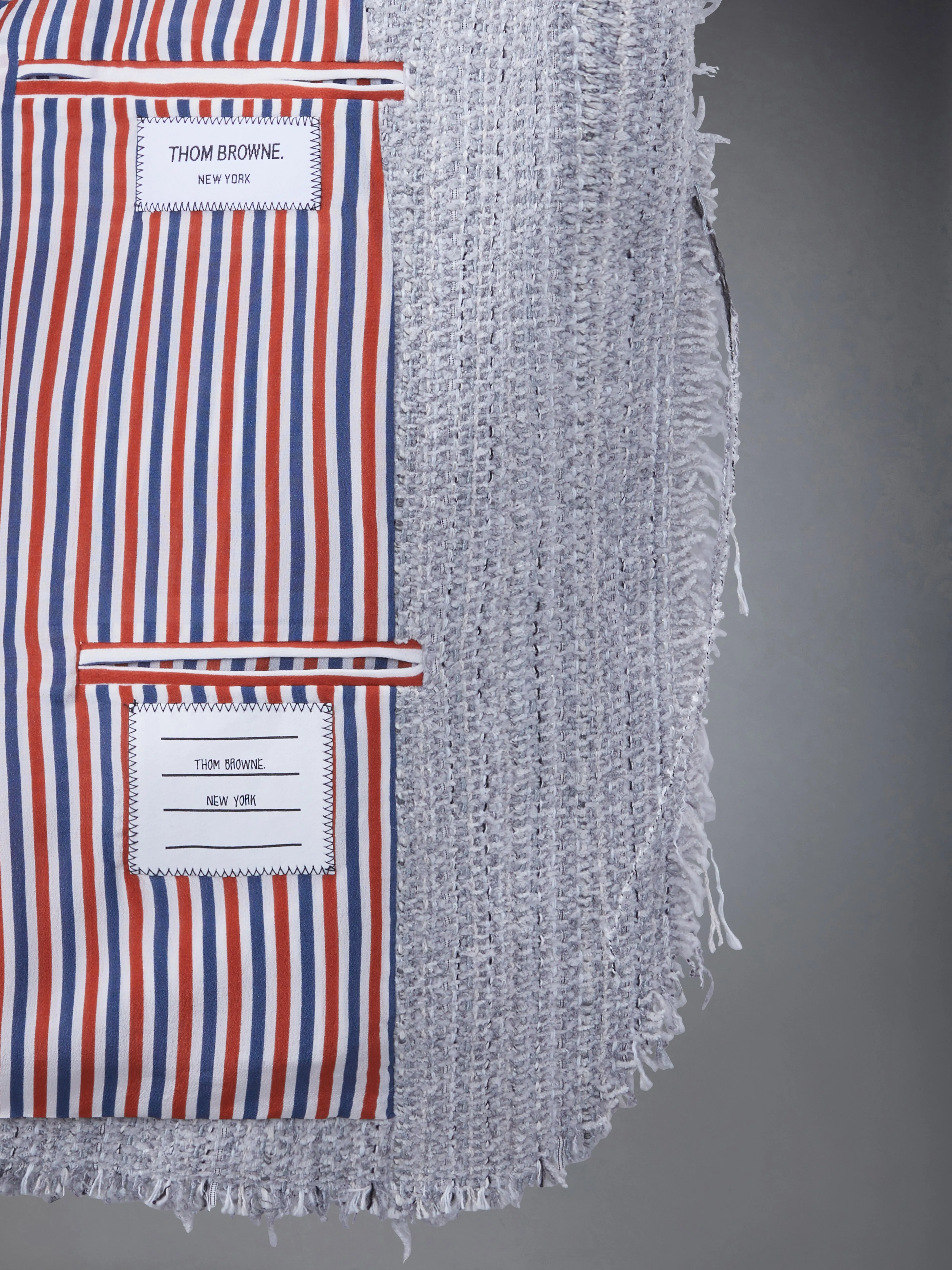 TWEED FRAY 4-BAR CROPPED SACK JACKET sold by Thom Browne product image thumbnail 5