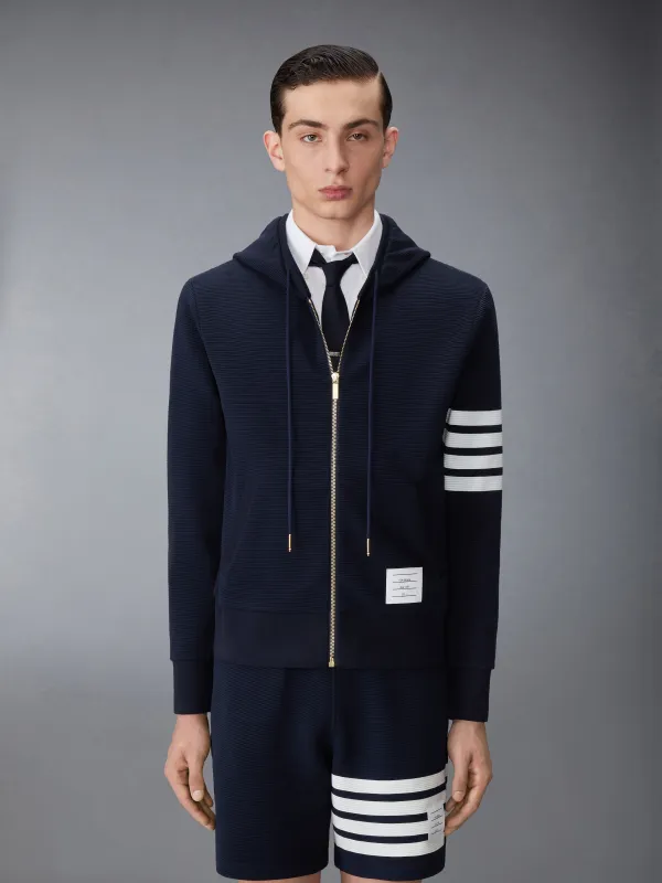 COTTON OTTOMAN 4-BAR ZIP HOODIE sold by Thom Browne